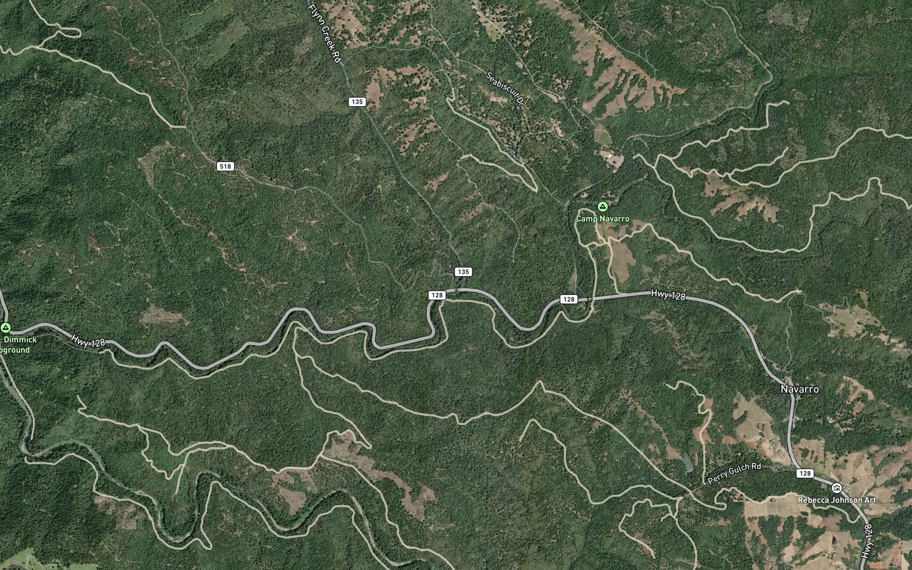 Satellite map of the Flynn Creek