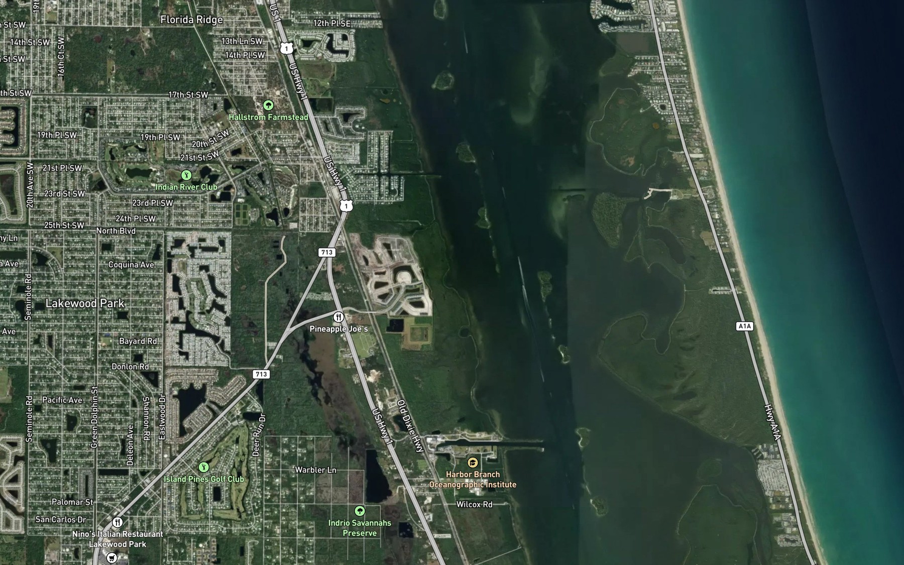 Satellite map of the Little Parks Cove