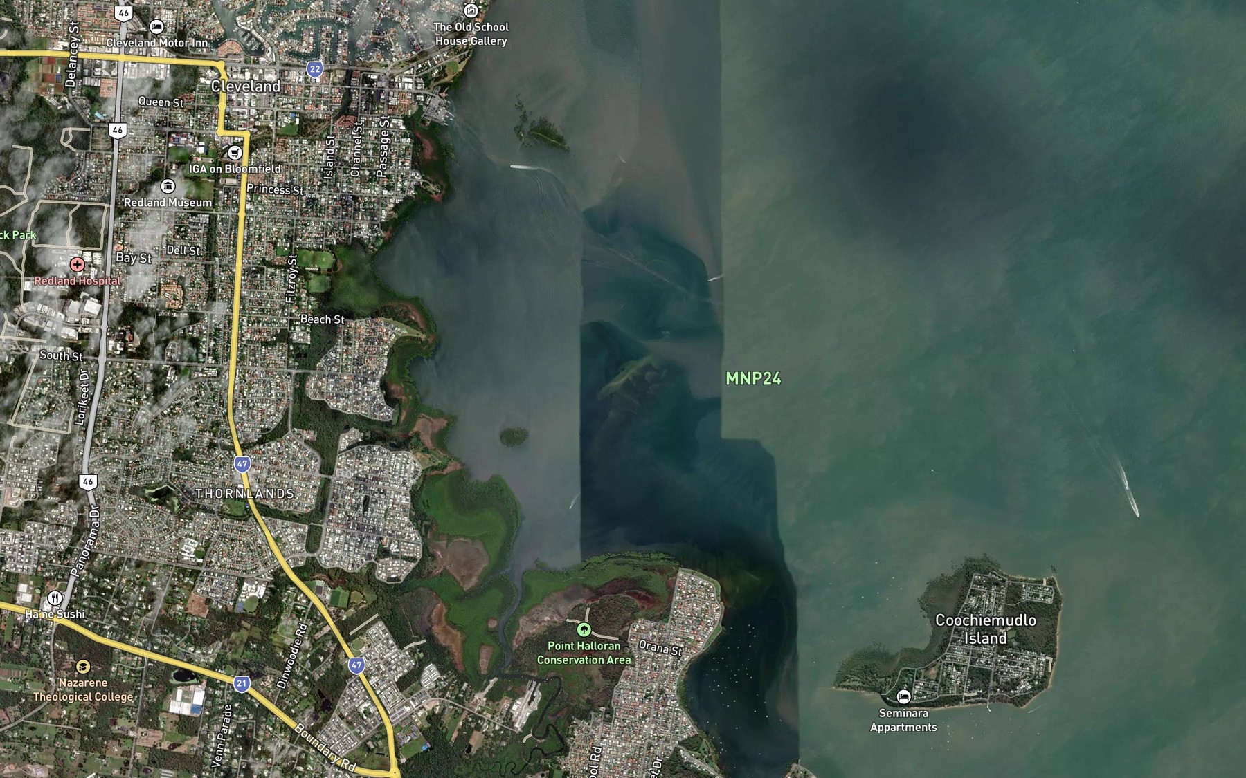 Satellite map of the Cox Bank