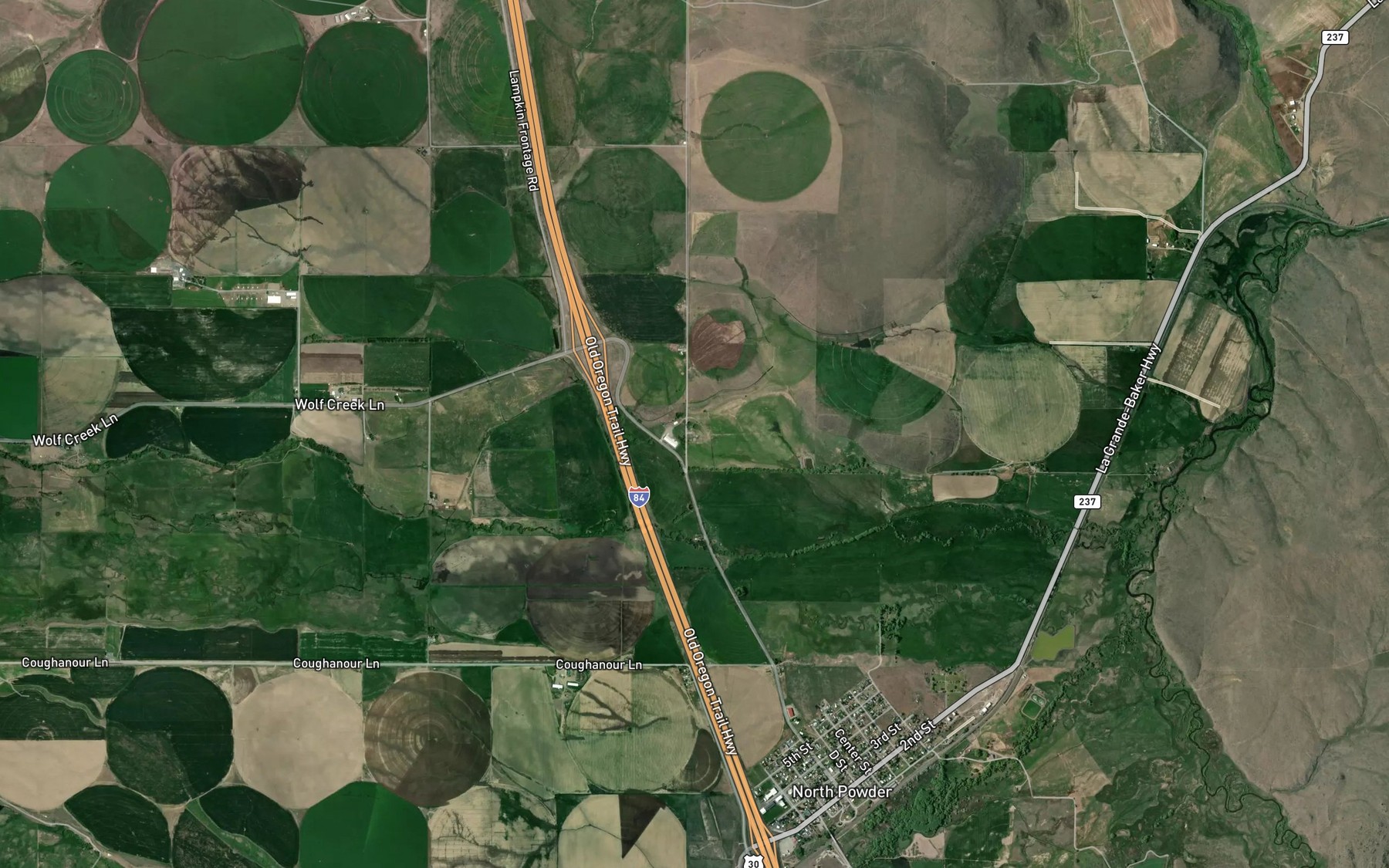 Satellite map of the Parker Springs