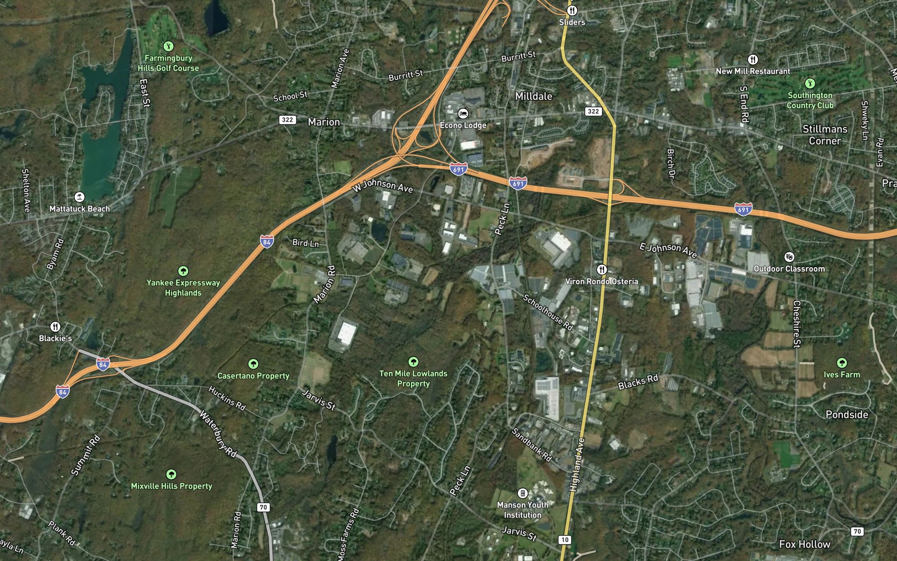 Satellite map of the Judd Brook