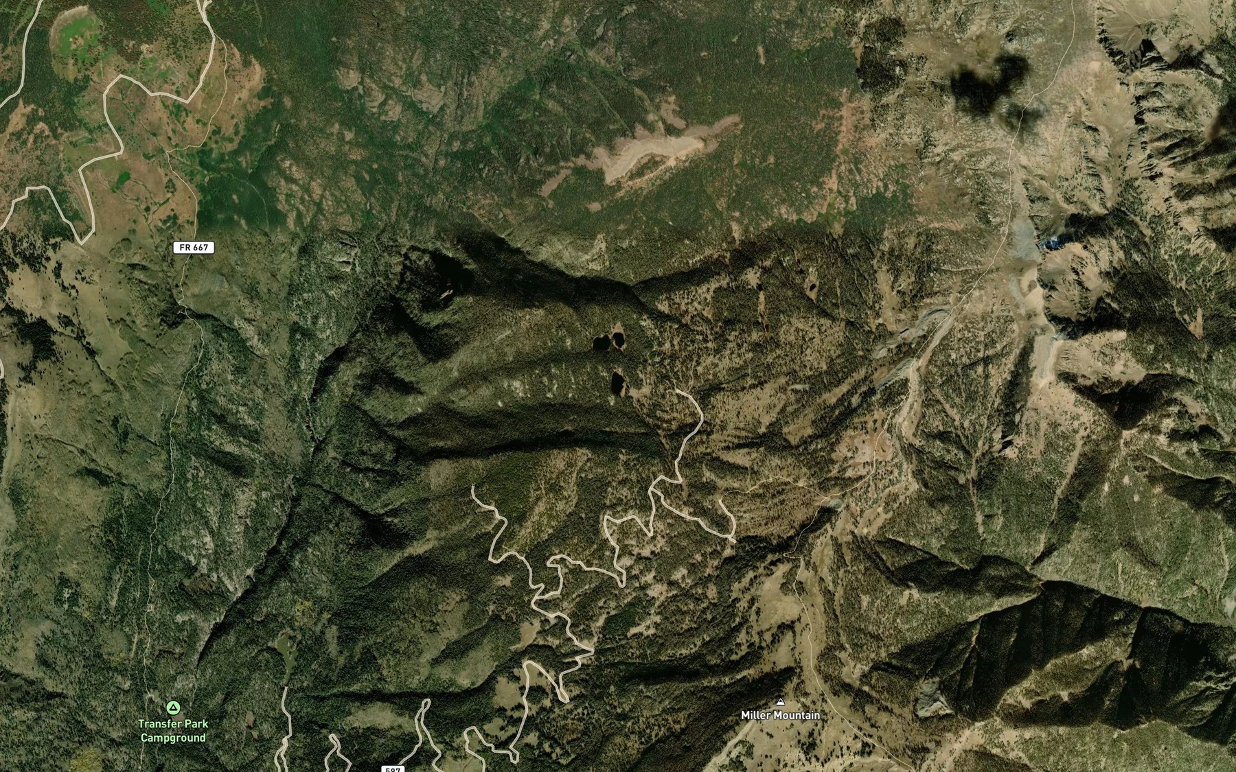 Satellite map of the Stump Lakes