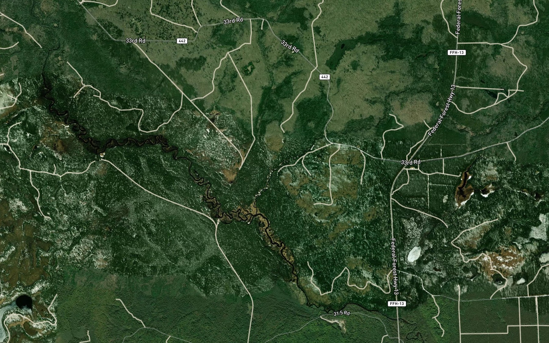 Satellite map of the Johnson Creek