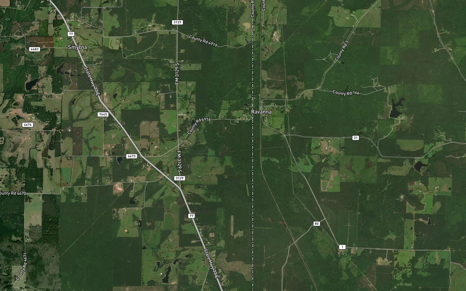 Satellite map of the Line Creek