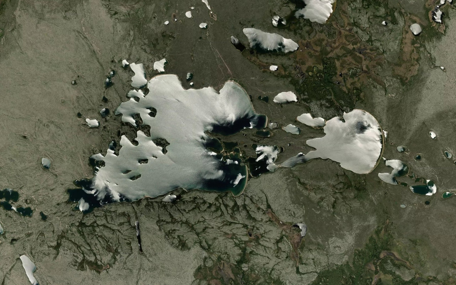 Satellite map of the Lac Kawaukuwiw