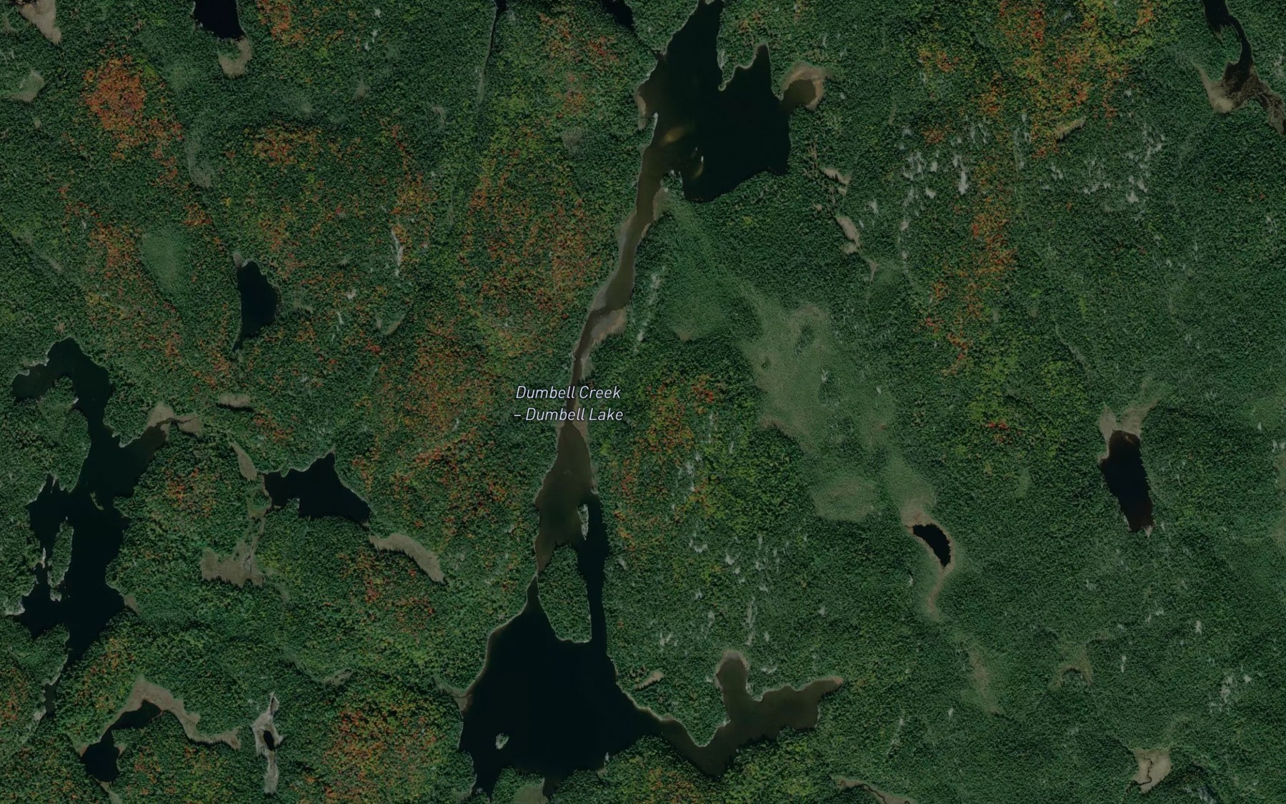 Satellite map of the Dumbell Lake