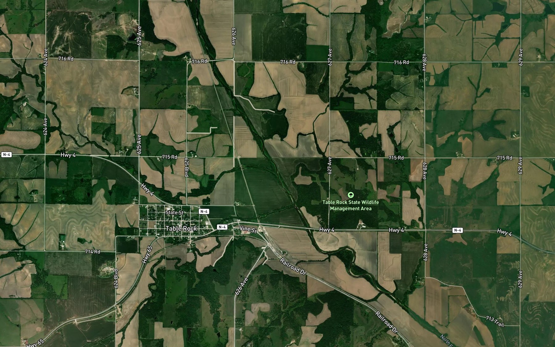 Satellite map of the Clear Creek
