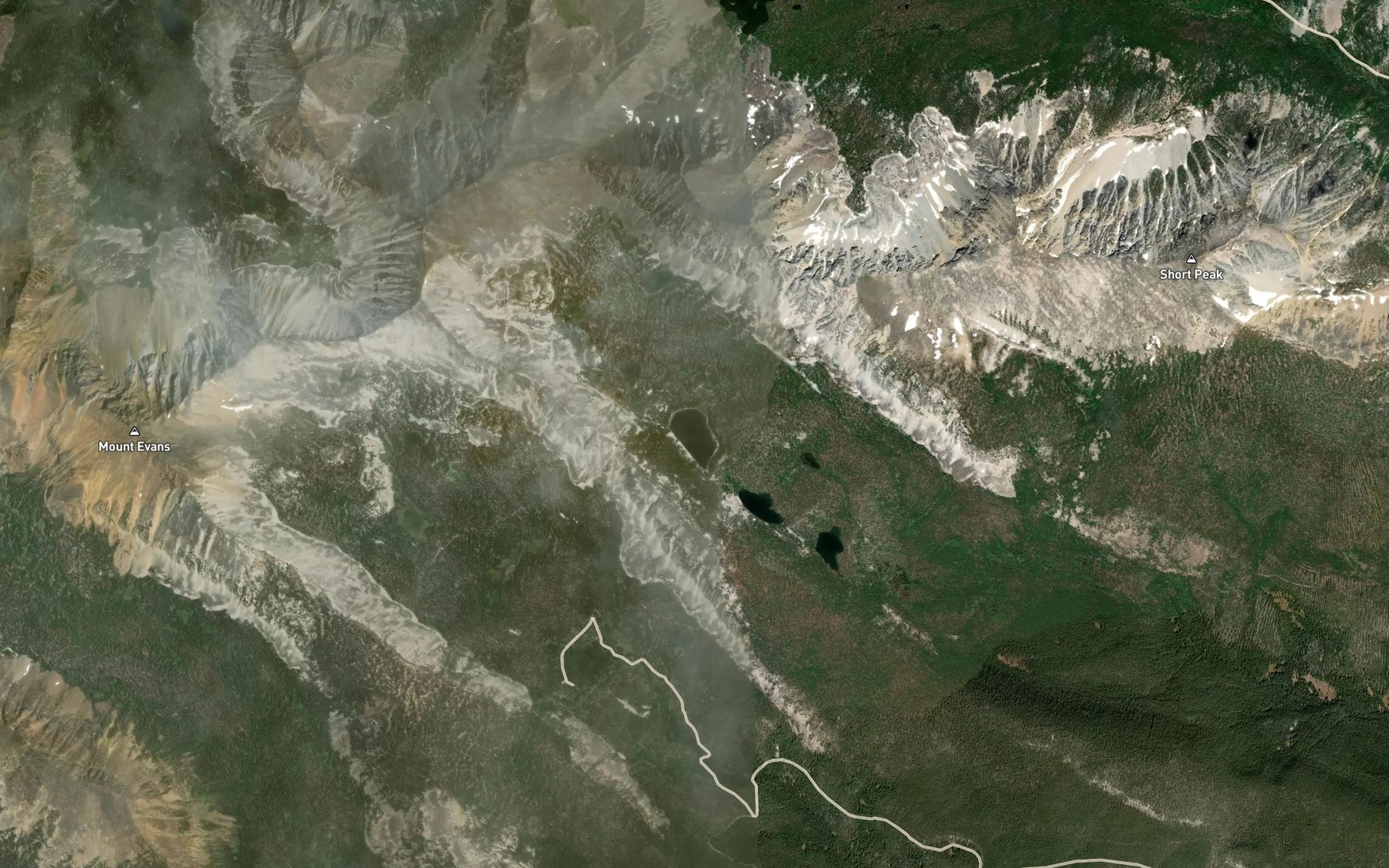 Satellite map of the Tenmile Lakes