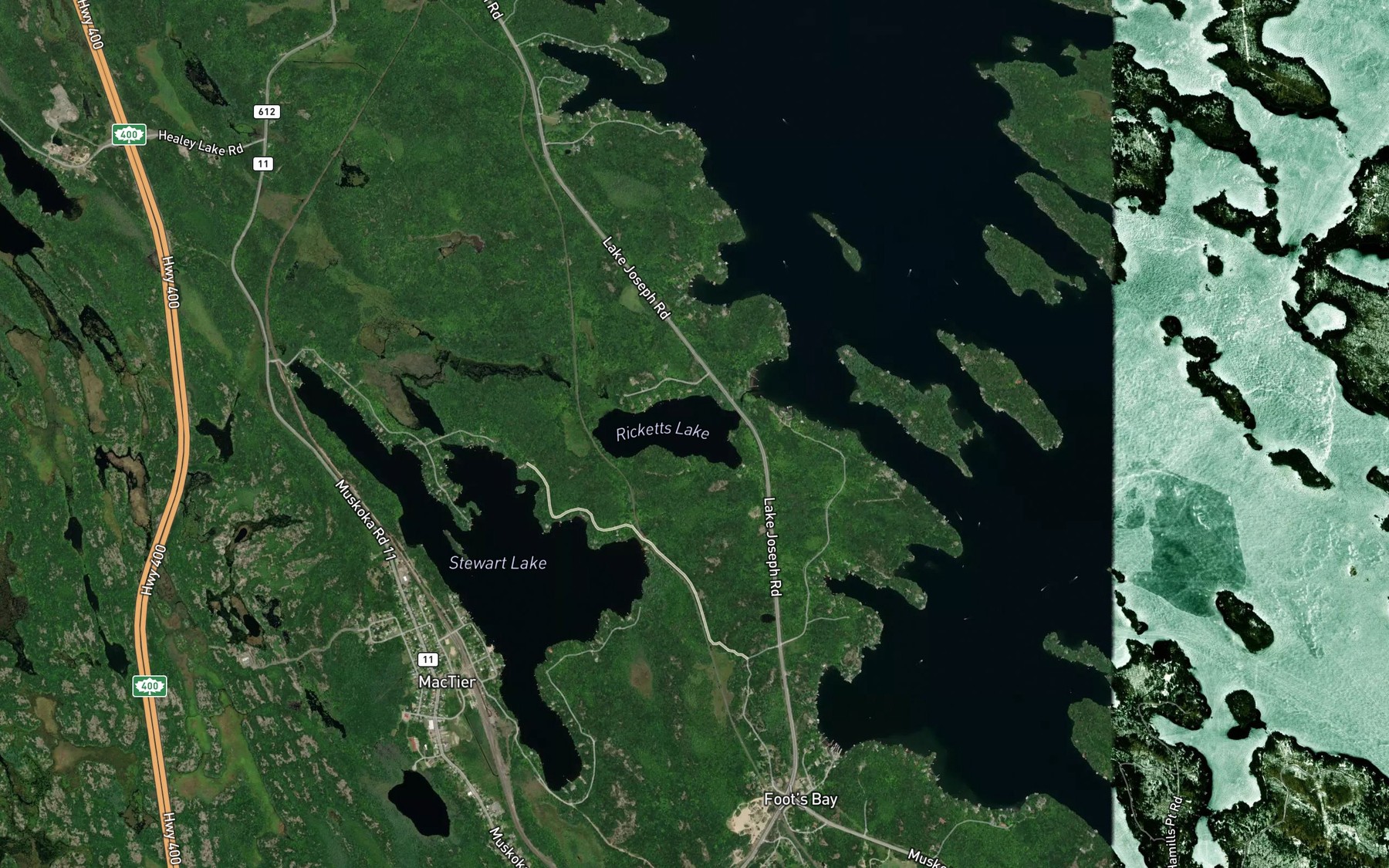 Satellite map of the Greens Bay