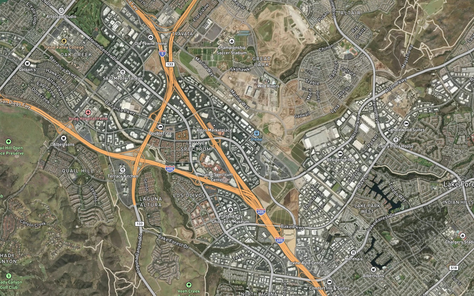 Satellite map of the Borrego Canyon Wash