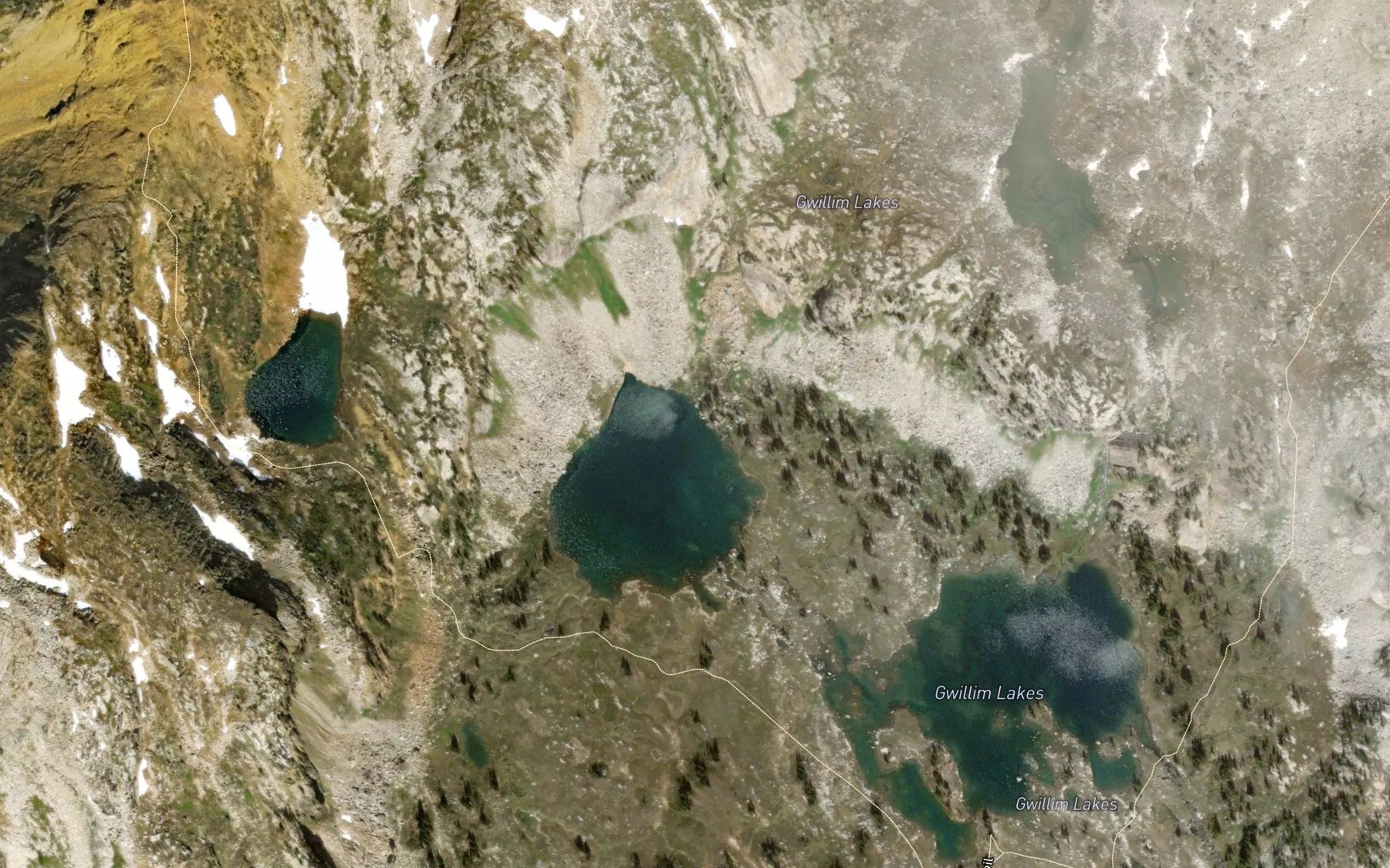 Satellite map of the Gwillim Lakes