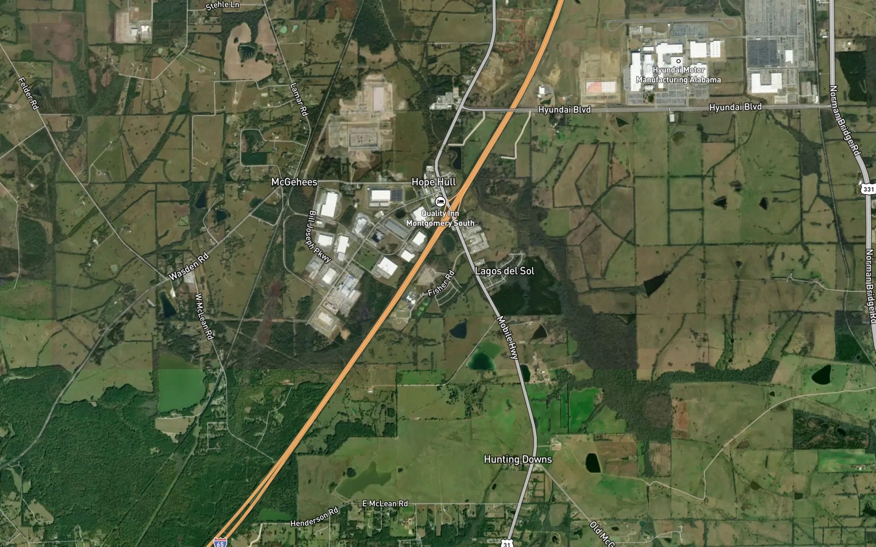 Satellite map of the Fisher Lake