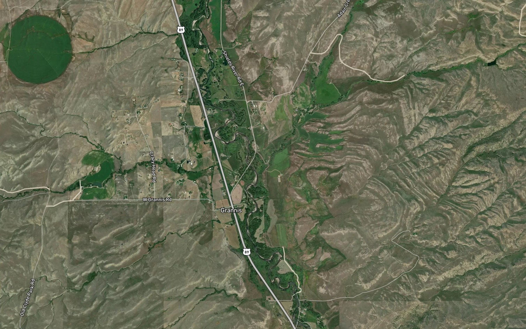 Satellite map of the Adair Creek