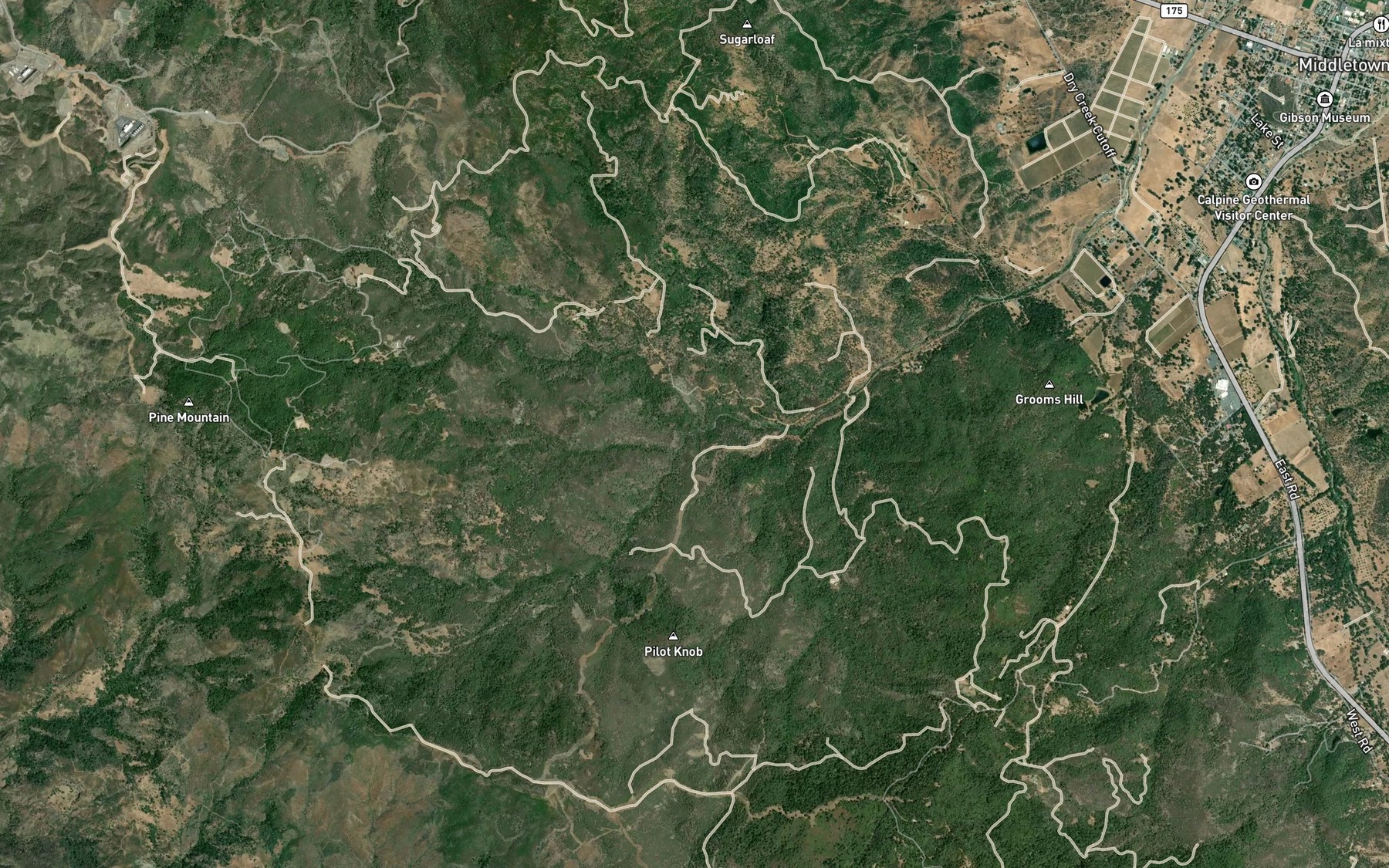 Satellite map of the South Fork Dry Creek