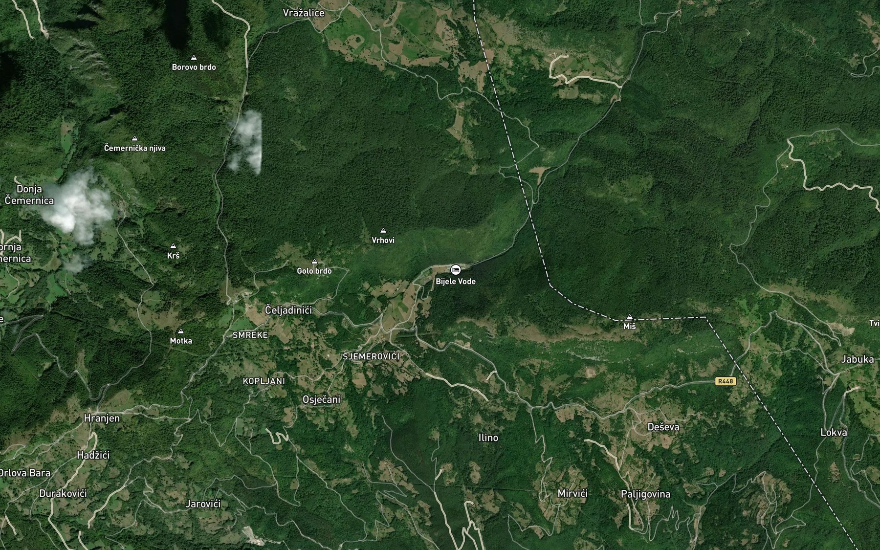Satellite map of the Bijele Vode