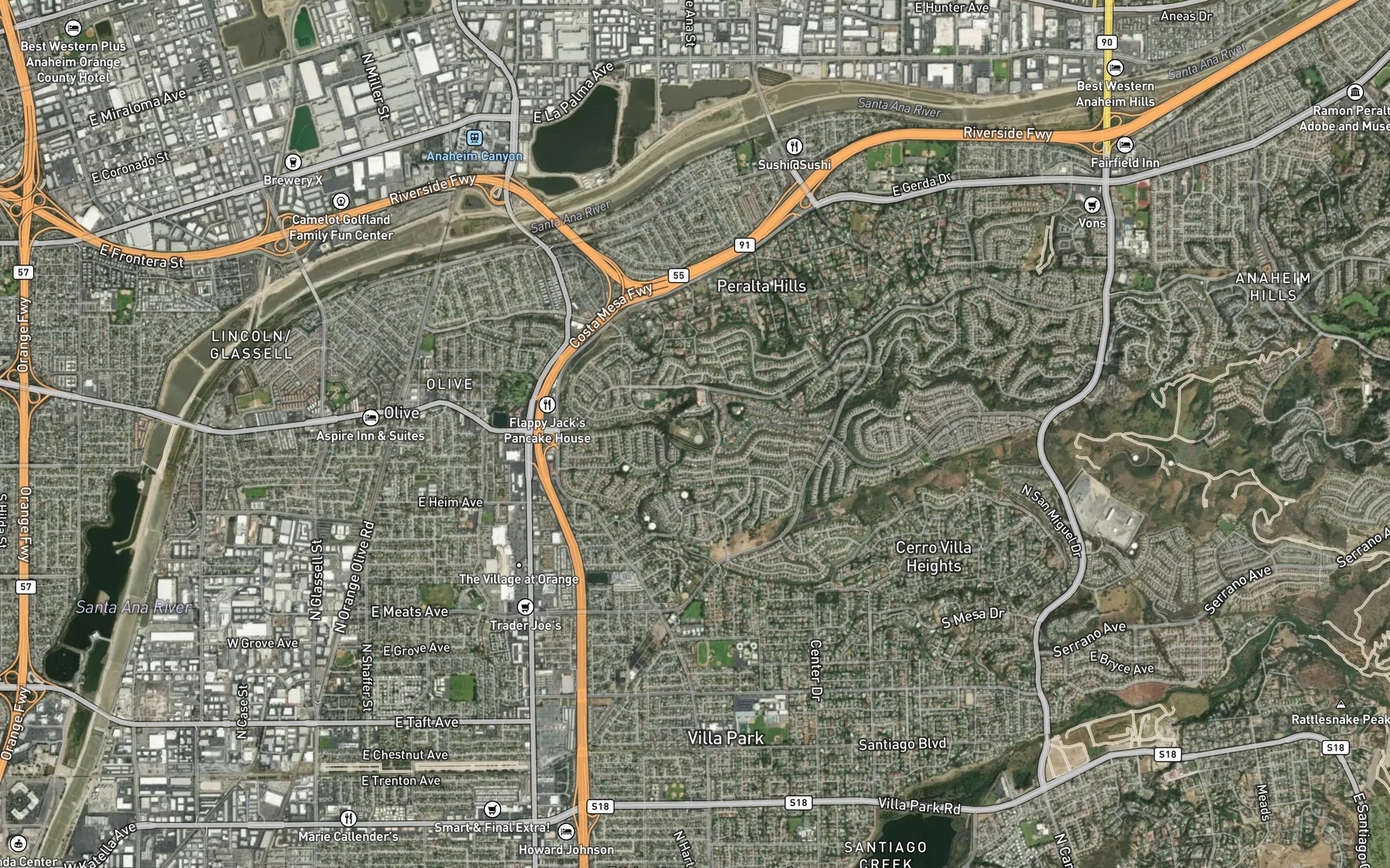 Satellite map of the Olive Hills Reservoir
