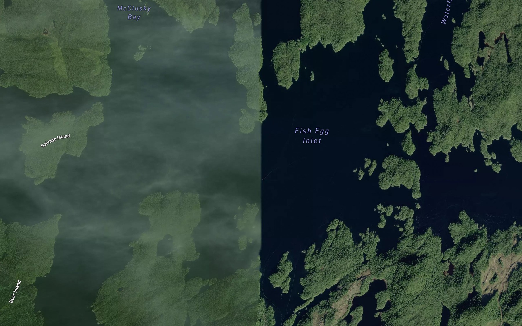 Satellite map of the Fish Egg Inlet