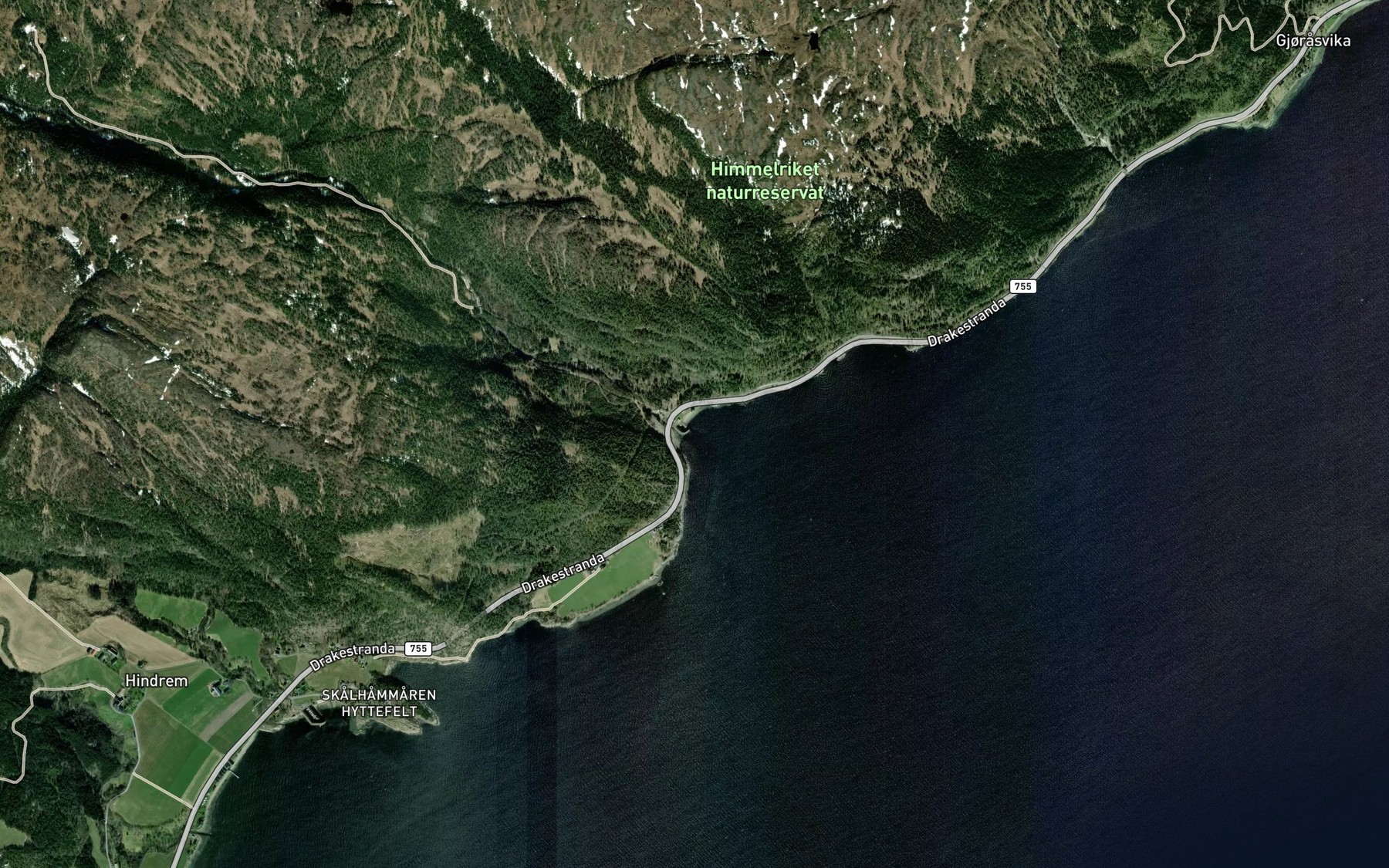 Satellite map of the Hestdalsbukta