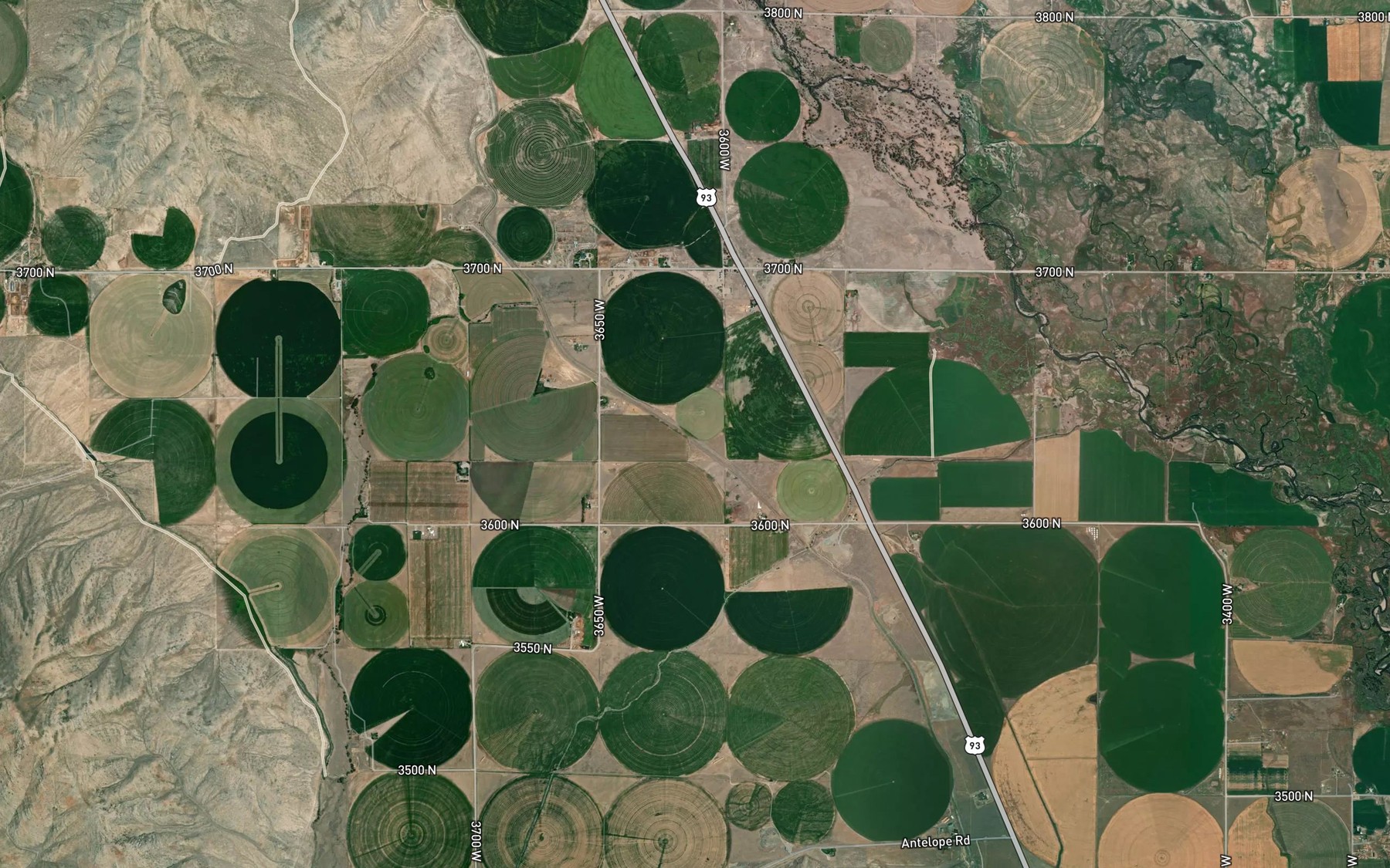Satellite map of the Three in One Ditch