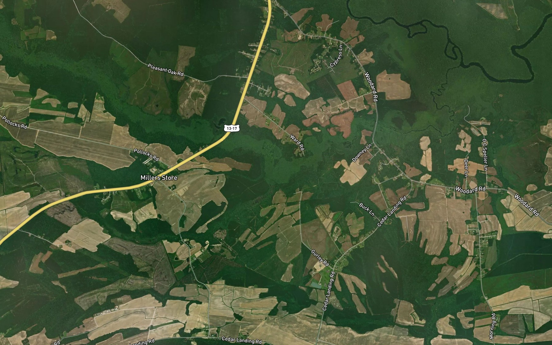 Satellite map of the Mill Swamp