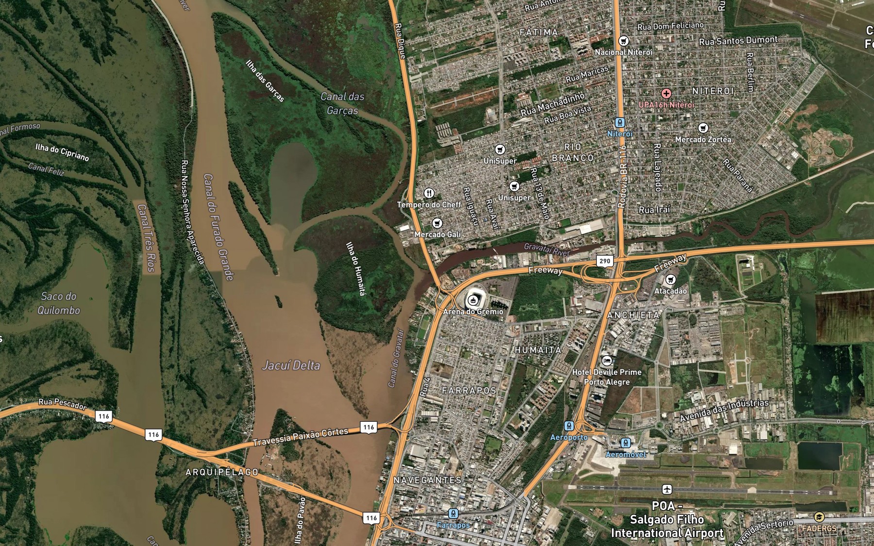 Satellite map of the Rio Gravatai
