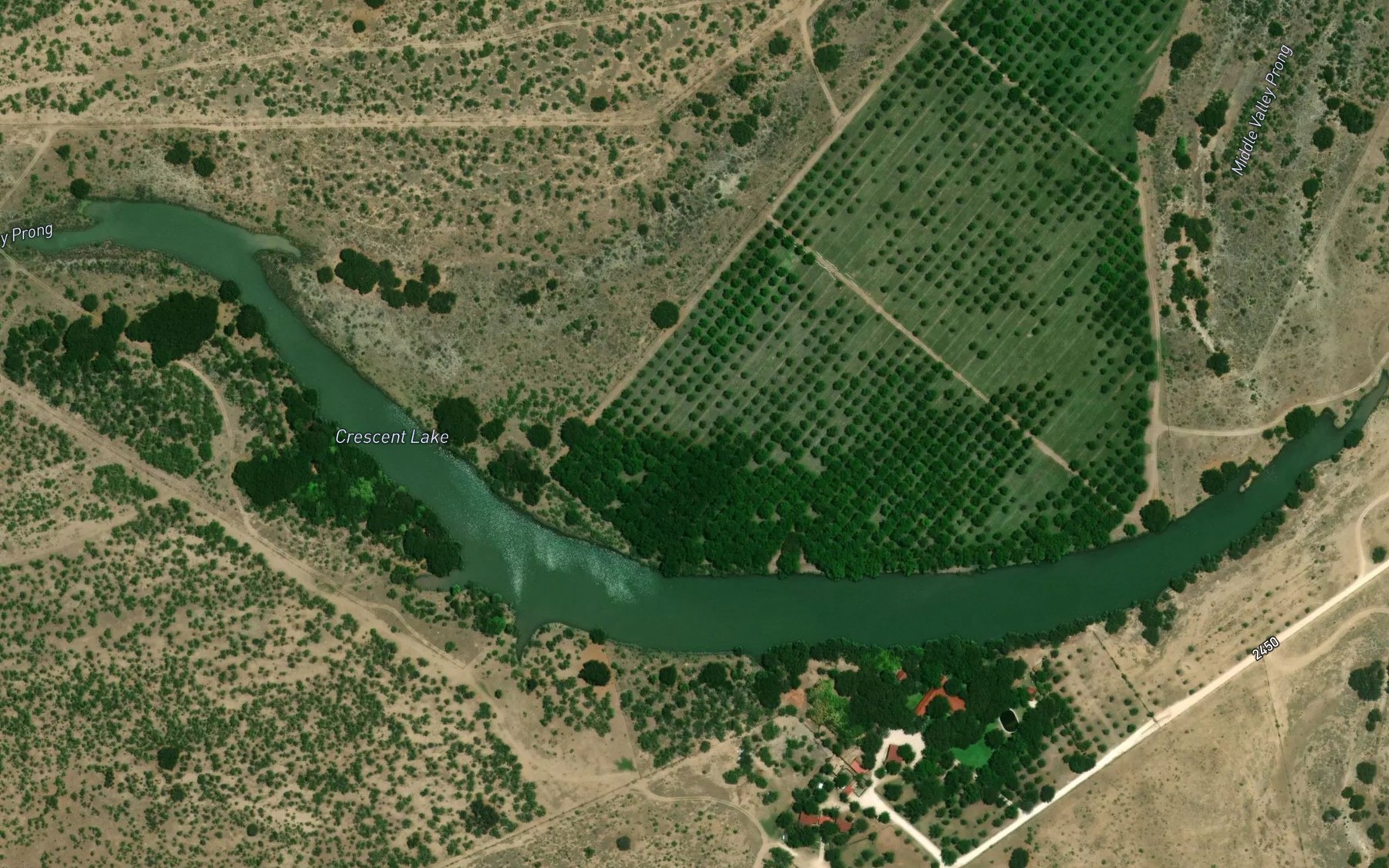 Satellite map of the Crescent Lake