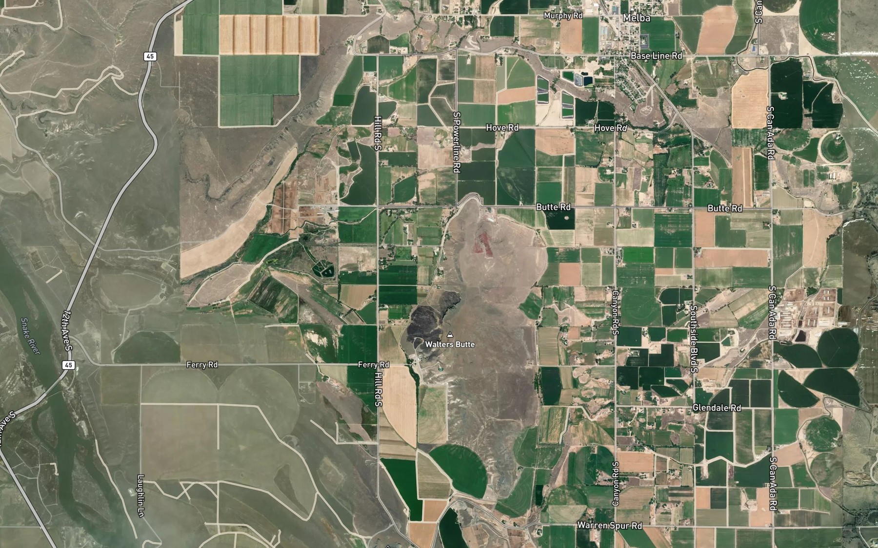 Satellite map of the Walters Butte Lateral