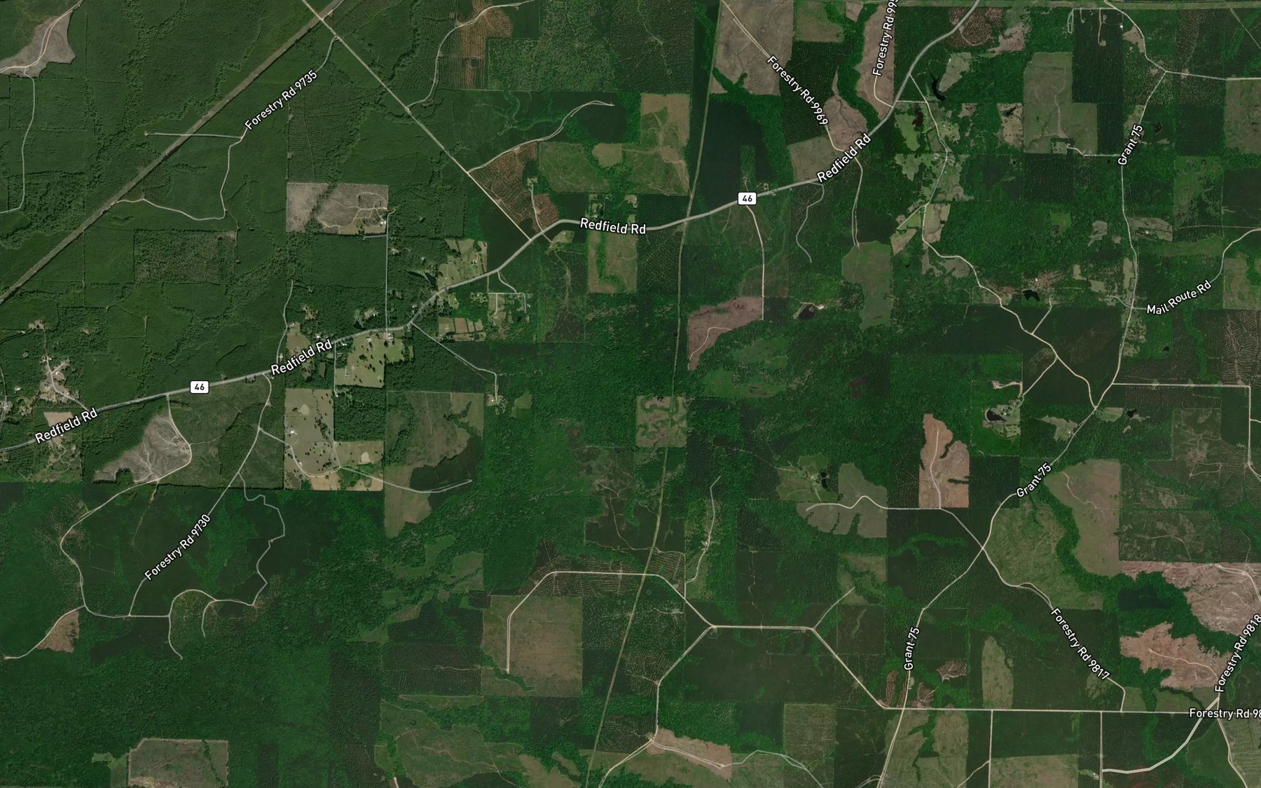 Satellite map of the McKiney Branch