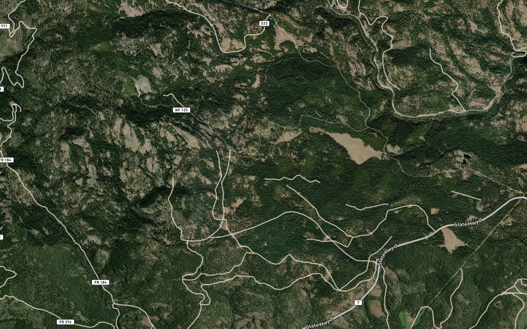 Satellite map of the Bear Spring
