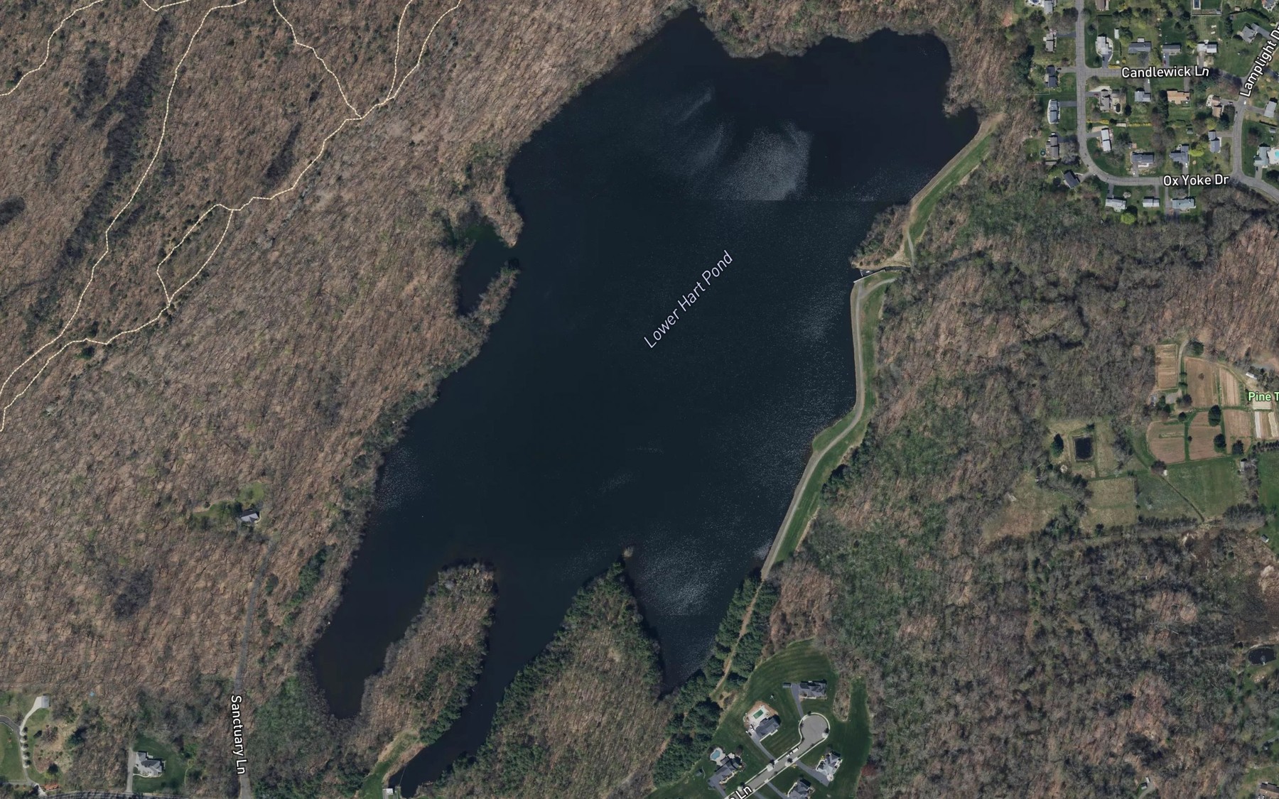 Satellite map of the Lower Hart Pond