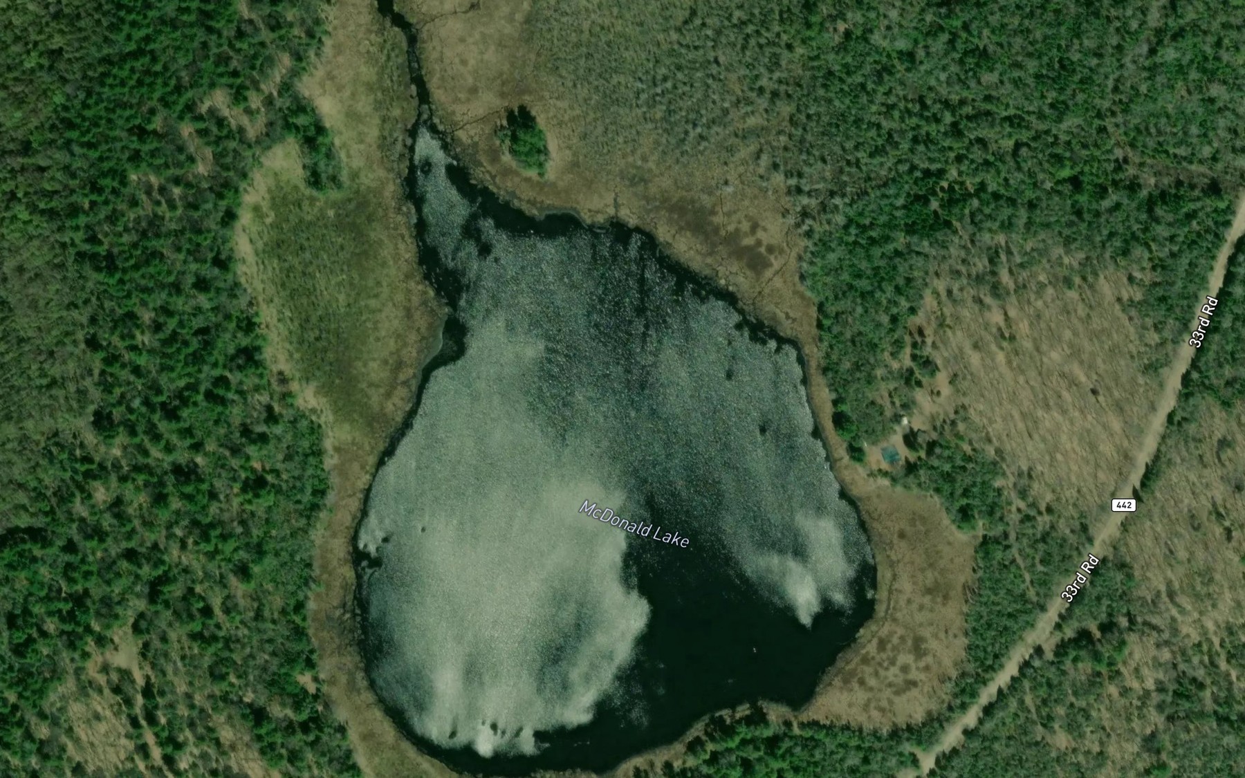 Satellite map of the McDonald Lake