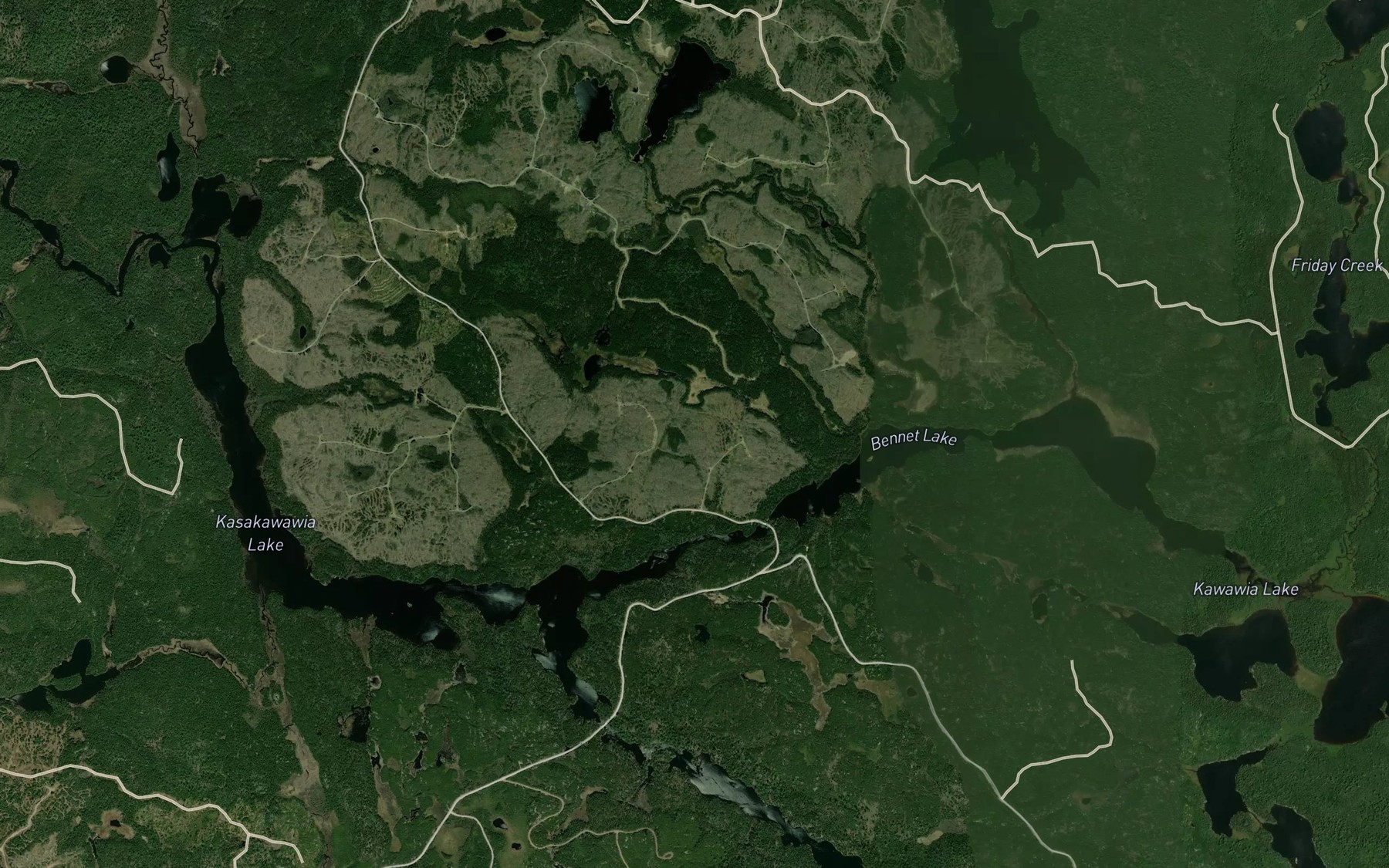 Satellite map of the Friday Creek