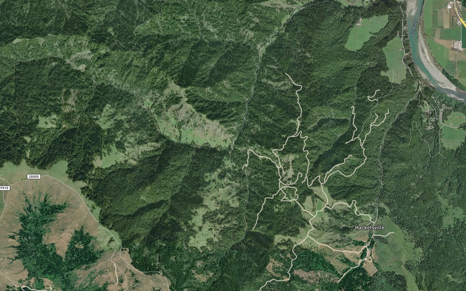 Satellite map of the Sweet Creek