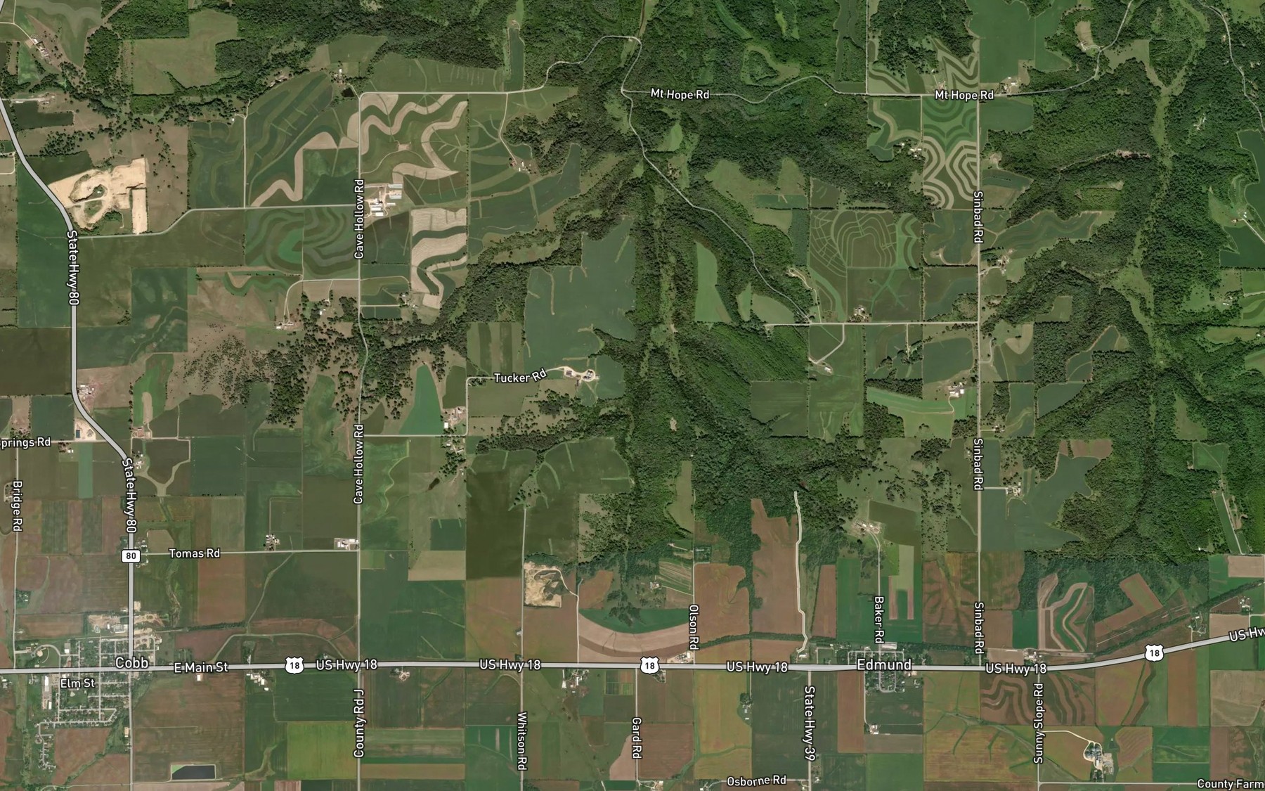 Satellite map of the Fritsch Creek