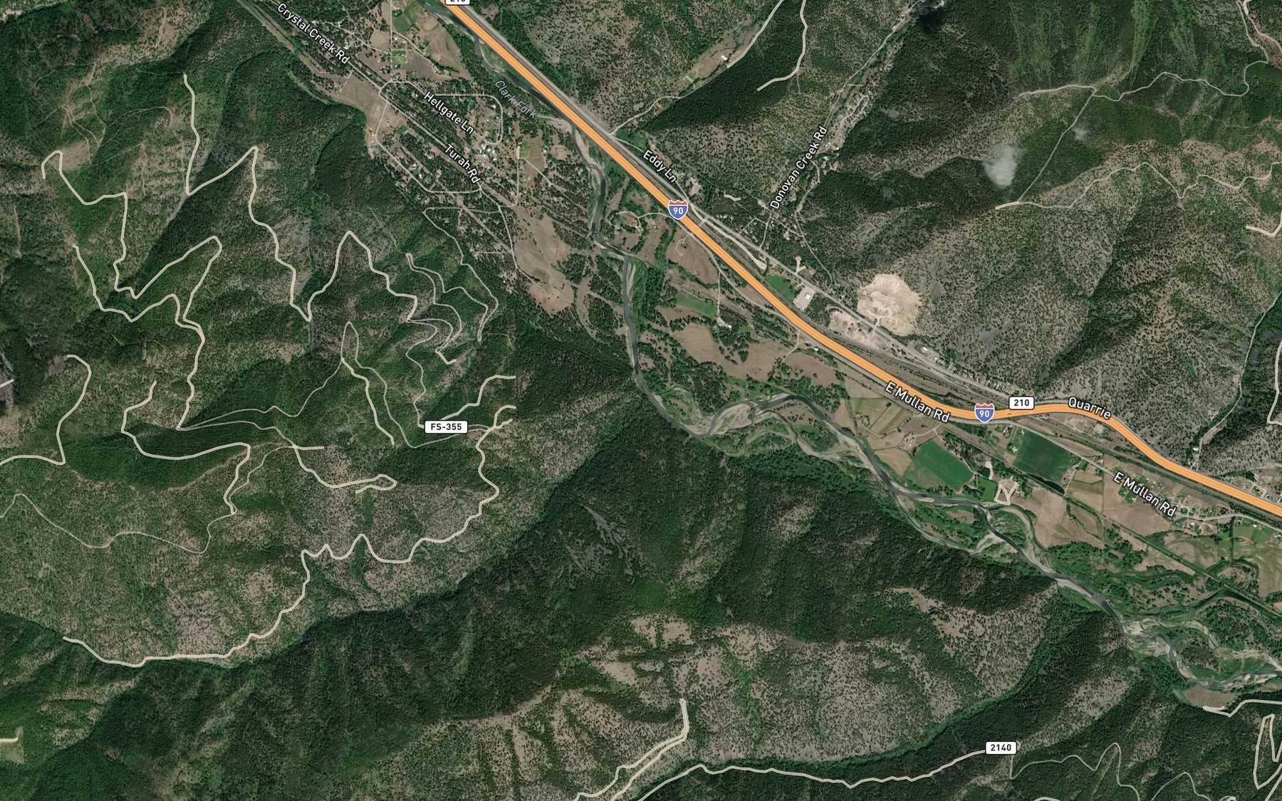 Satellite map of the Allen Creek