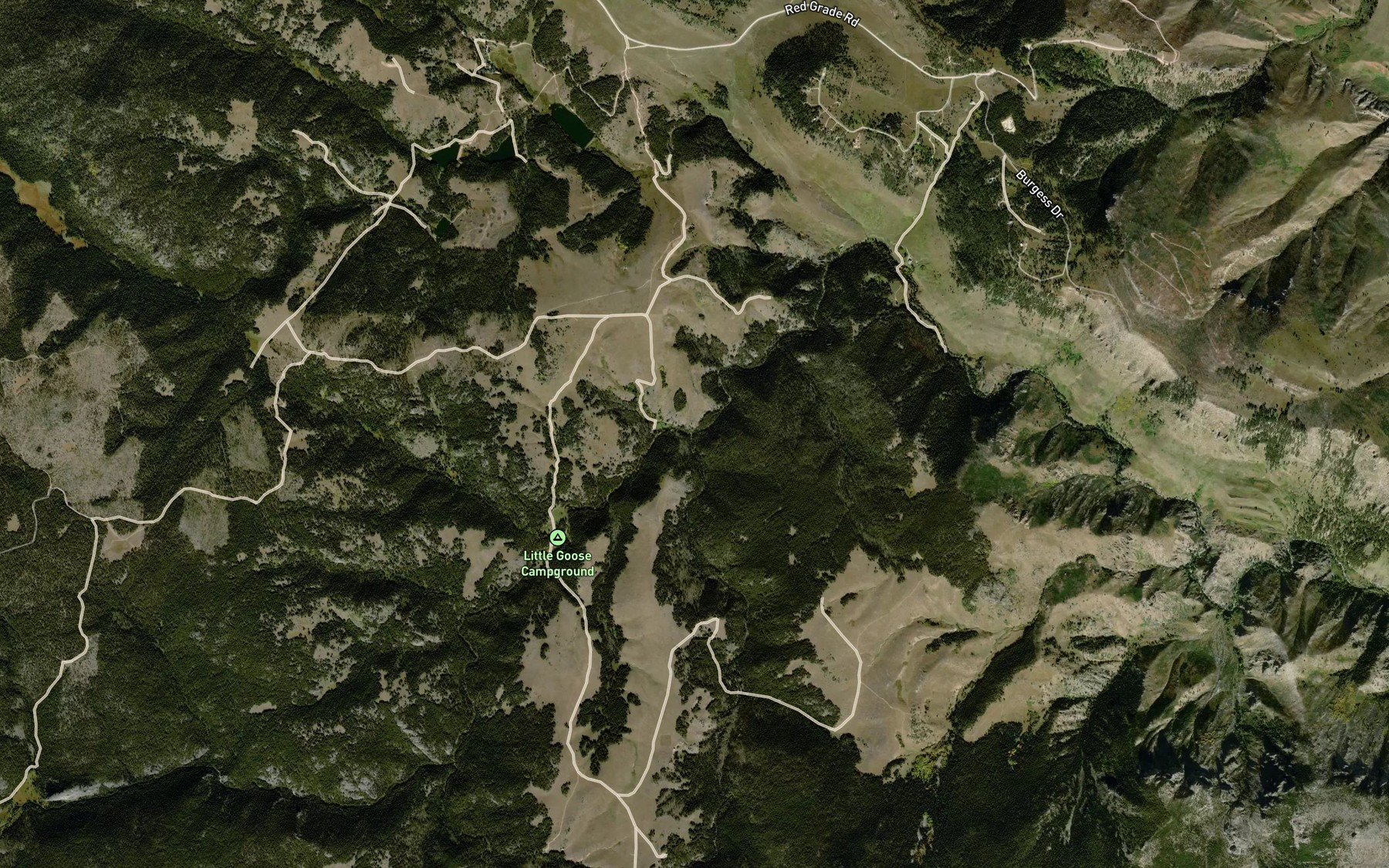 Satellite map of the East Fork Little Goose Creek