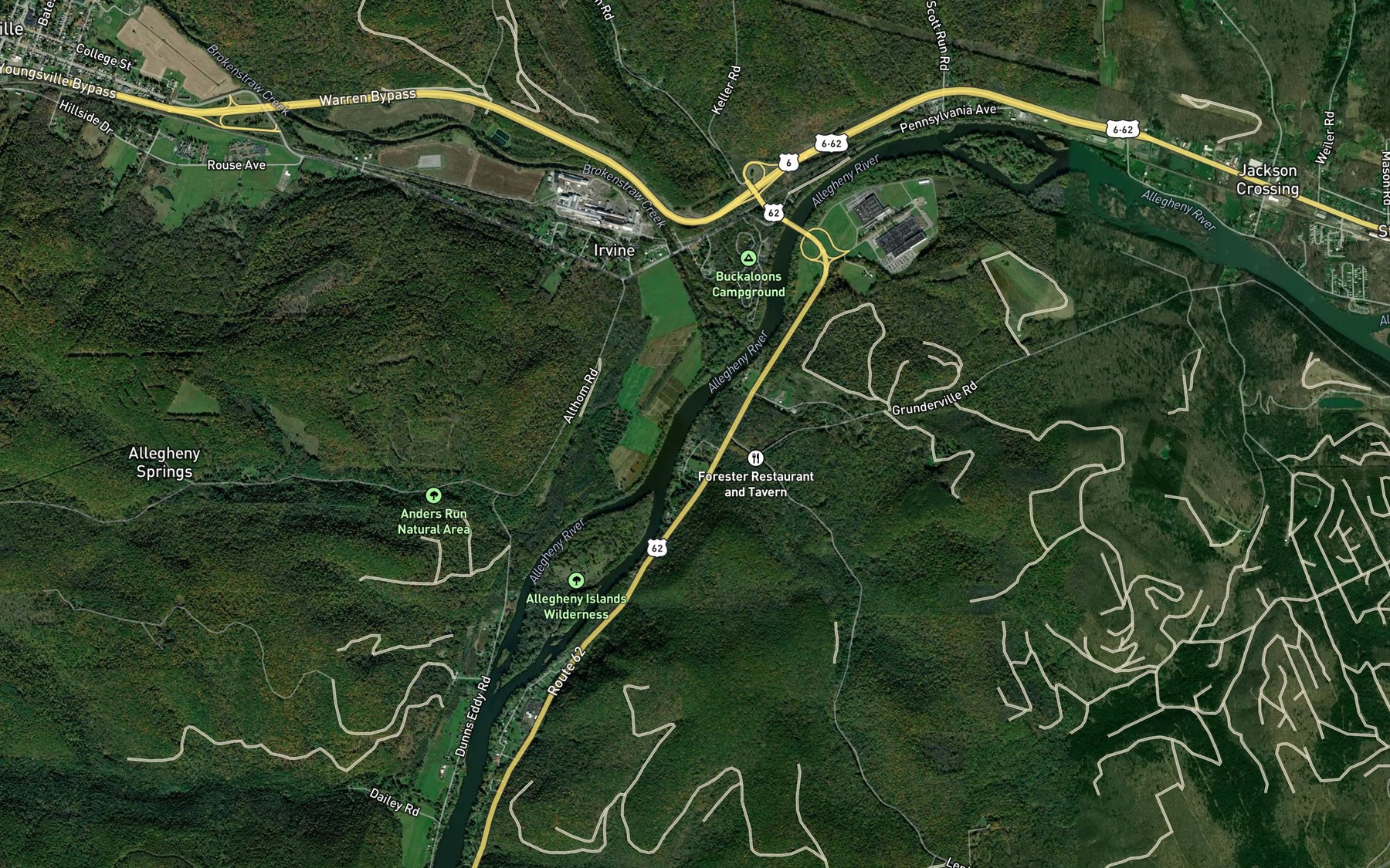 Satellite map of the Lenhart Run