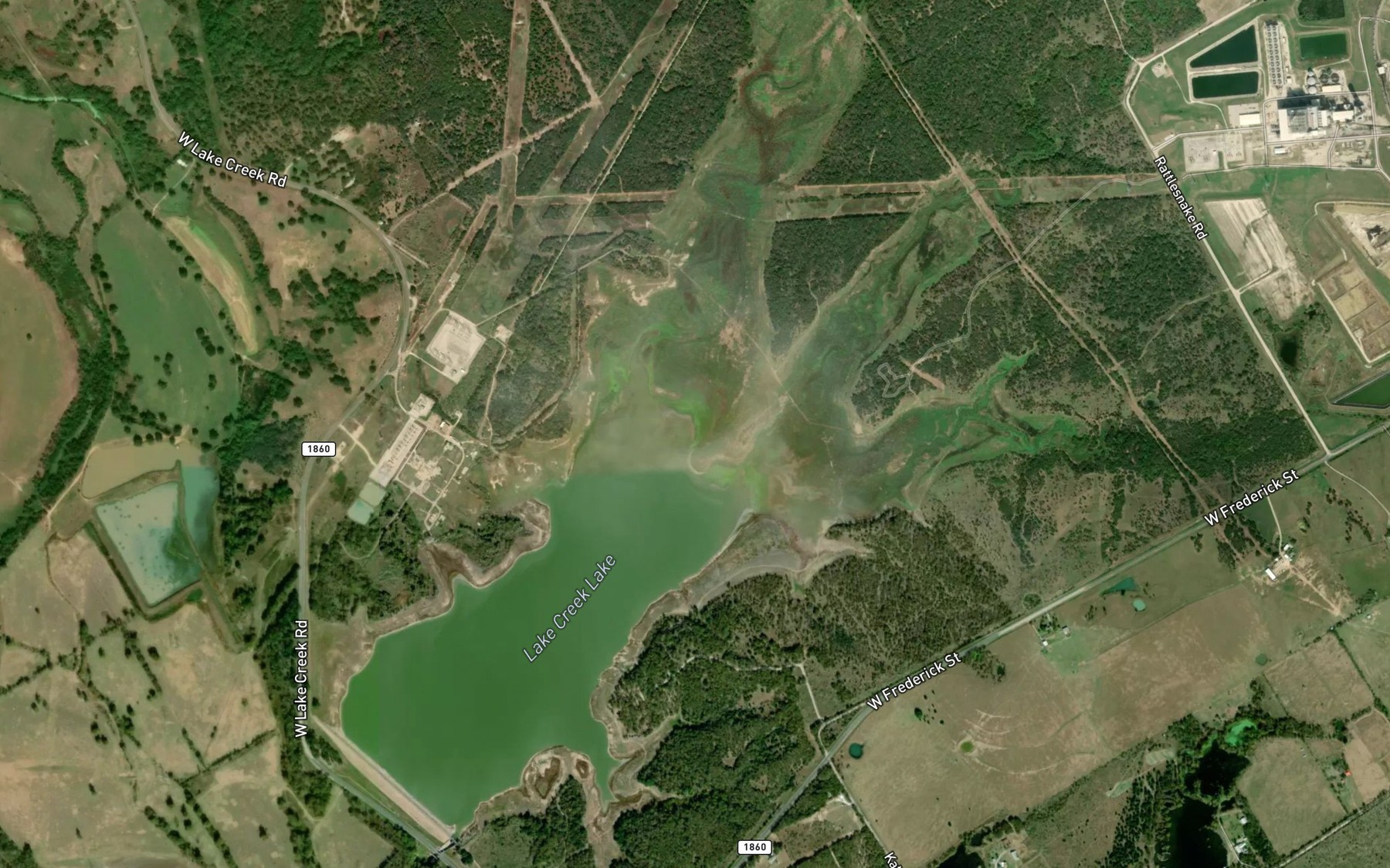 Satellite map of the Lake Creek Lake