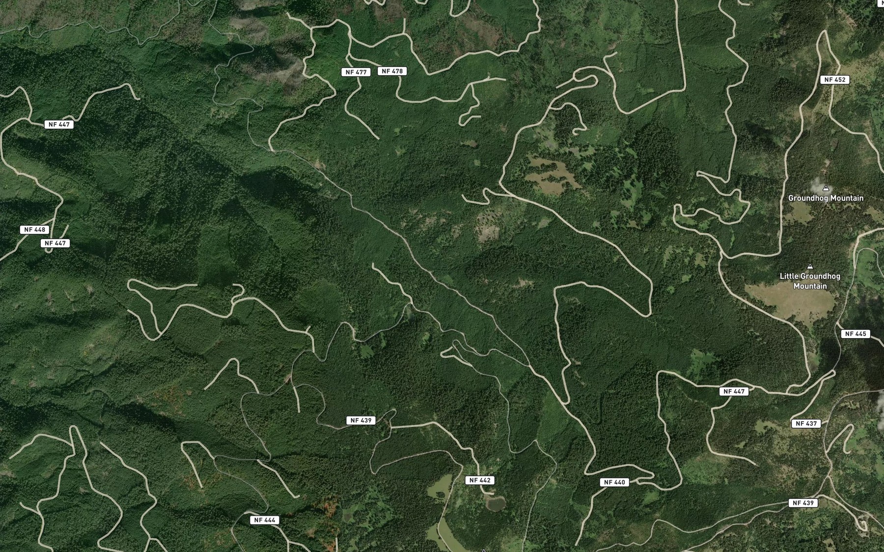 Satellite map of the North Fork Buck Creek