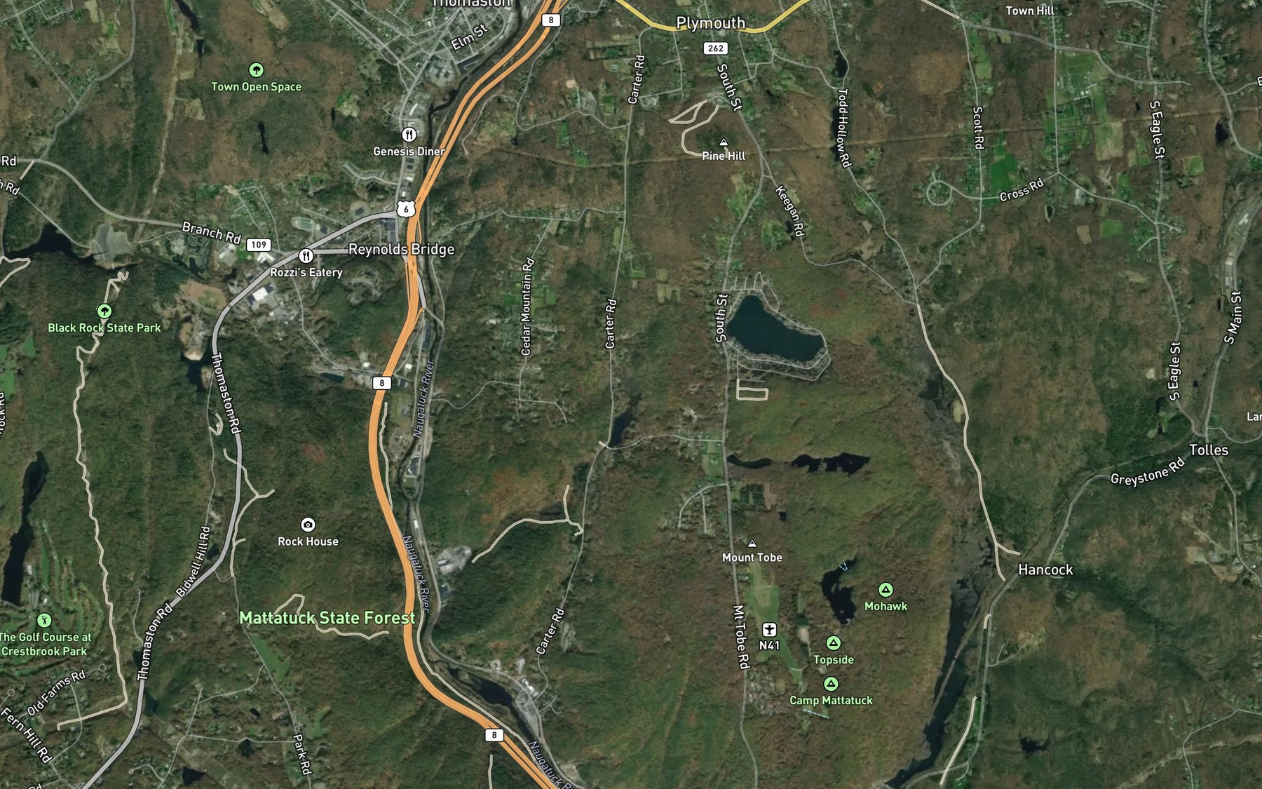 Satellite map of the Sutliffe Brook