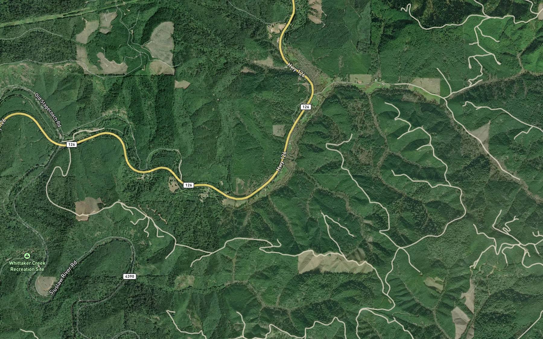 Satellite map of the Fowler Creek