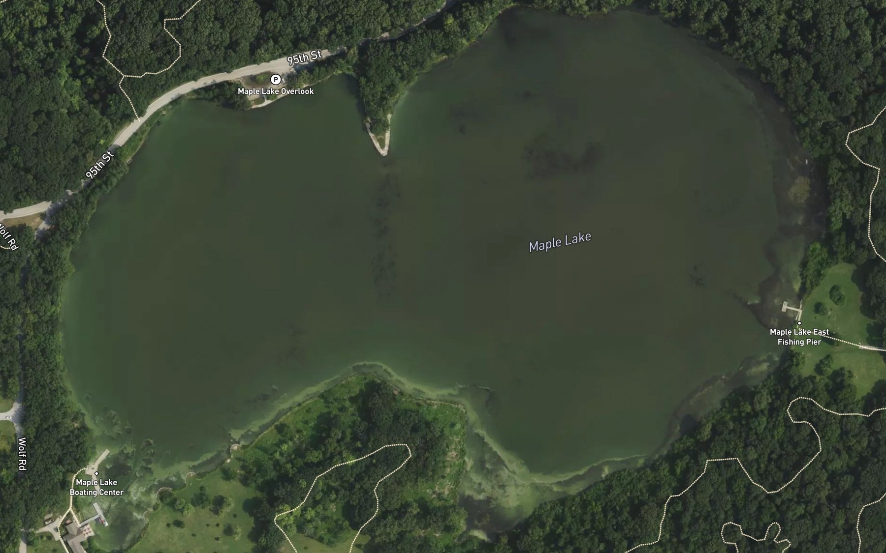 Satellite map of the Maple Lake