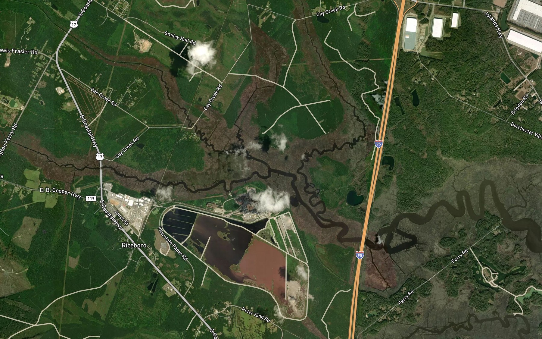 Satellite map of the Peacock Creek