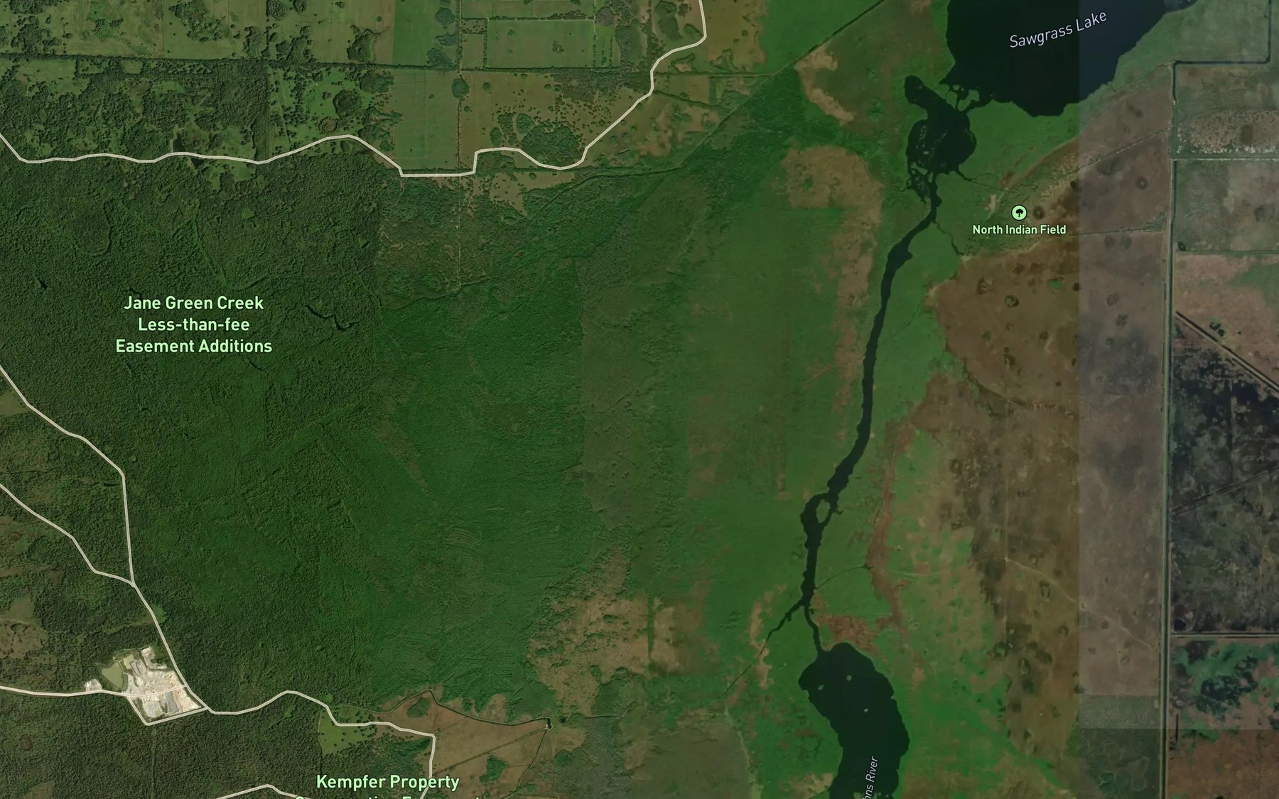 Satellite map of the Jane Green Creek