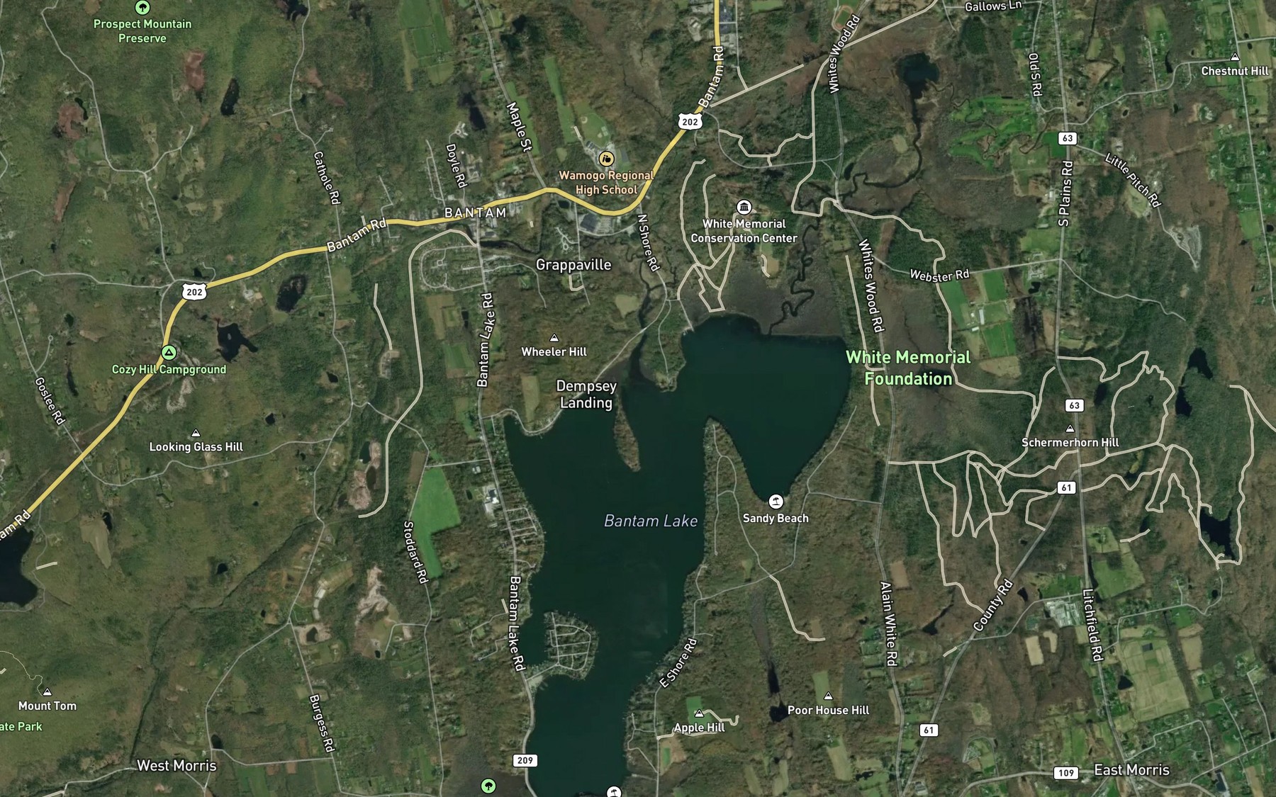 Satellite map of the Kilbourne Cove