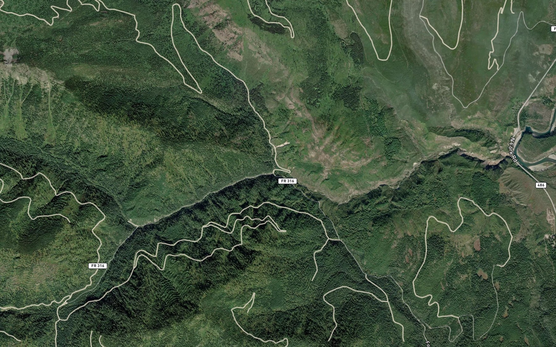 Satellite map of the Kimmerly Creek