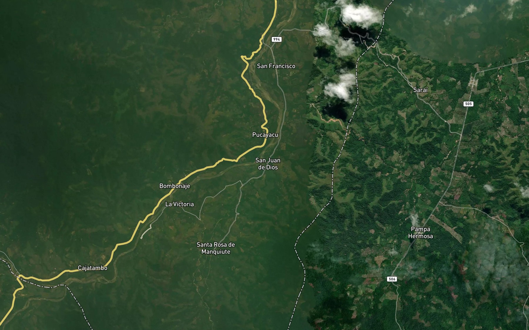 Satellite map of the Quebrada Manquinte