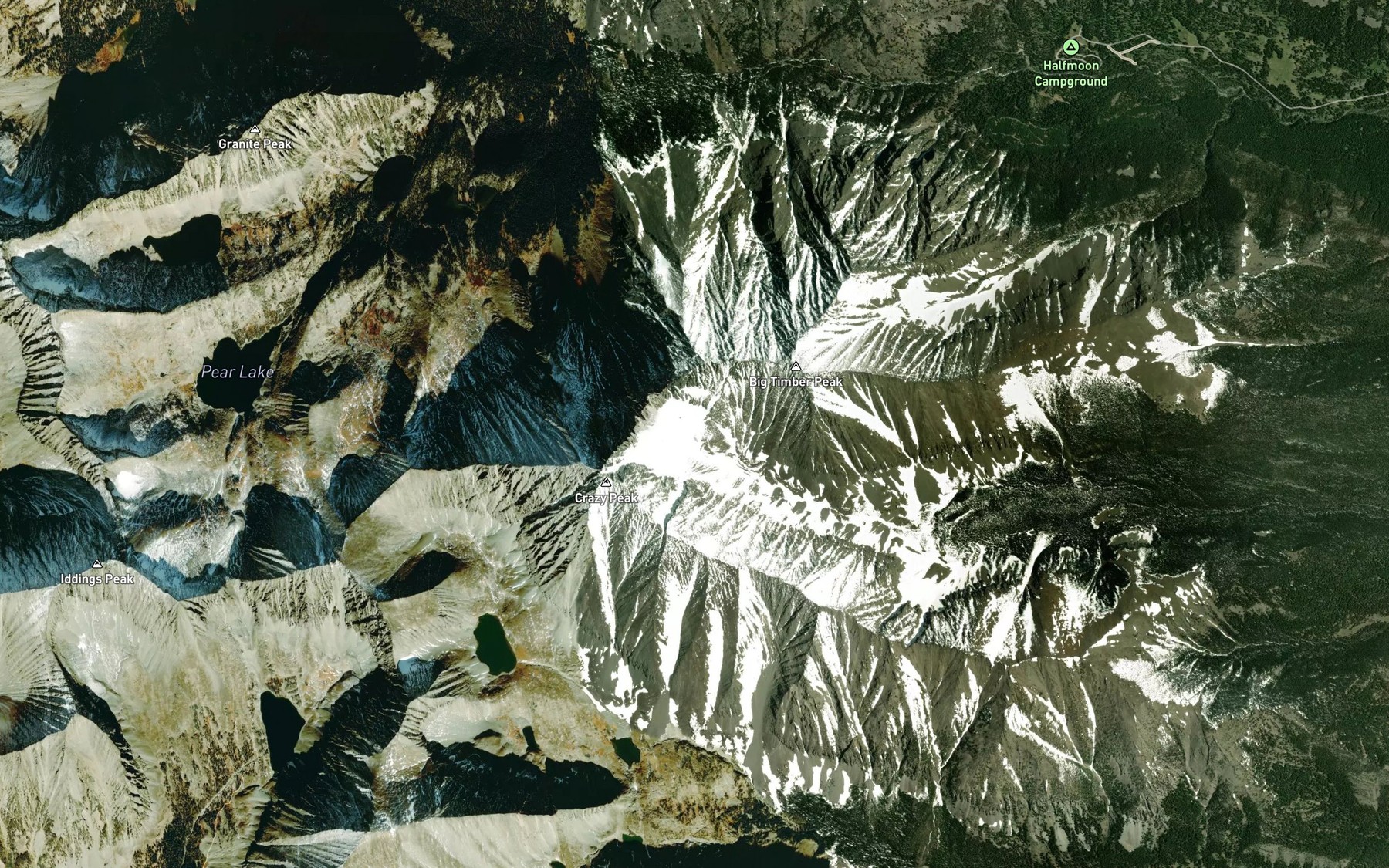 Satellite map of the Hidden Lake