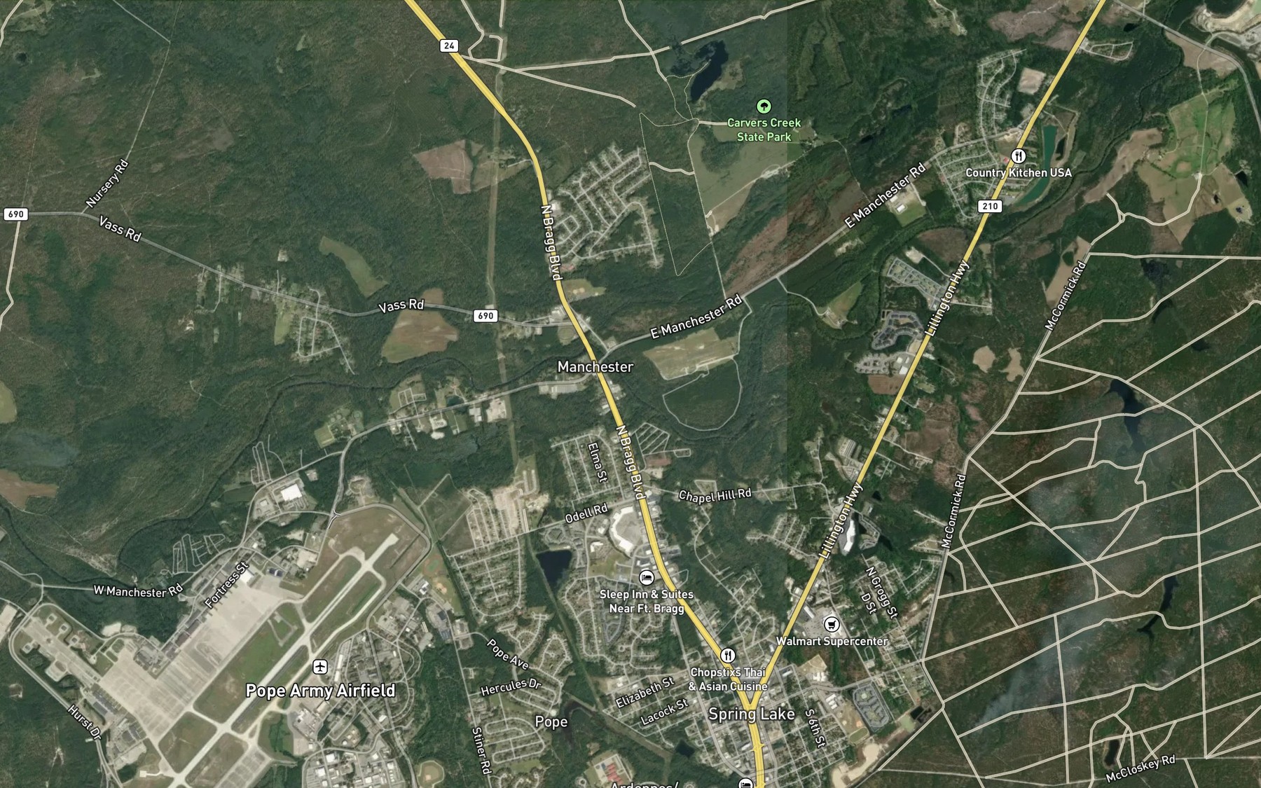 Satellite map of the Tank Creek