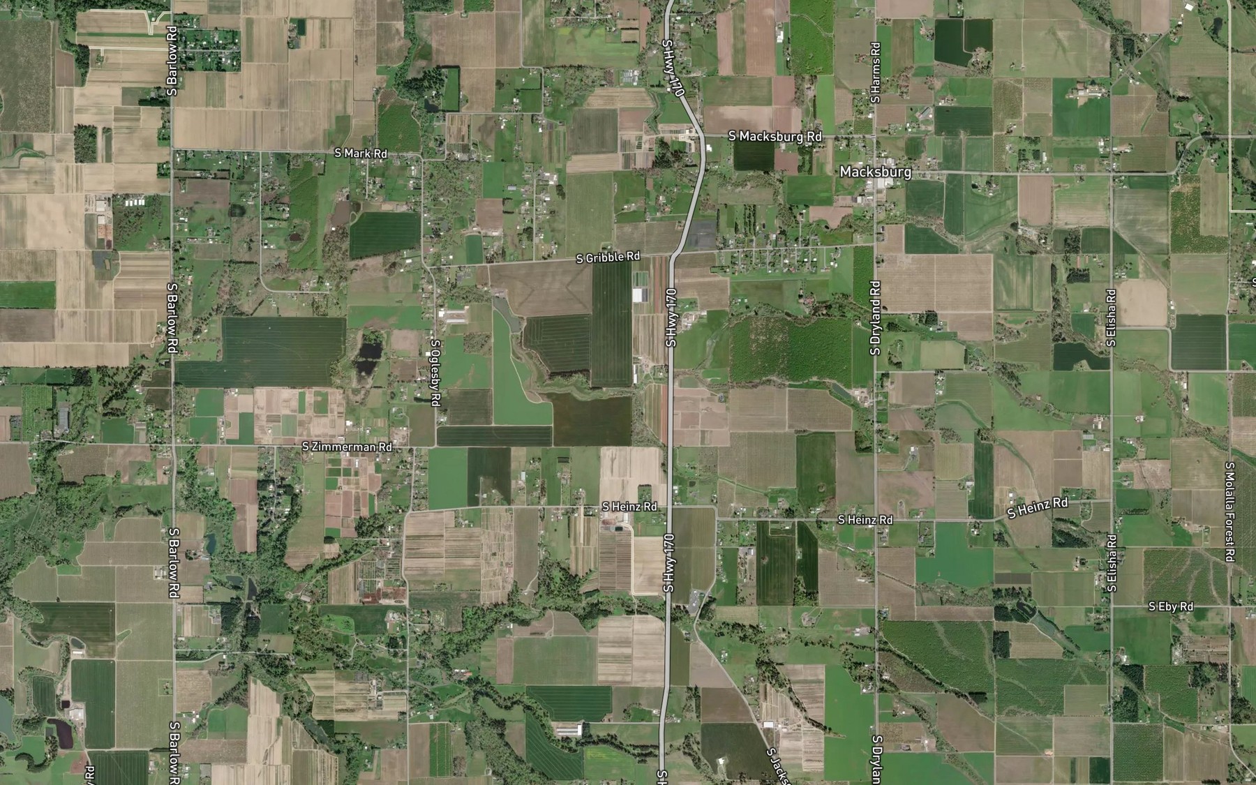 Satellite map of the Creamery Creek